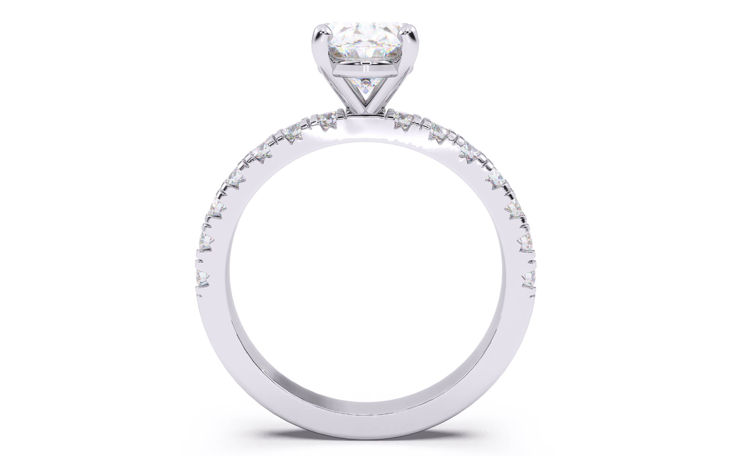 Oval Diamond Pave Setting Solitaire Ring  3D print model_8