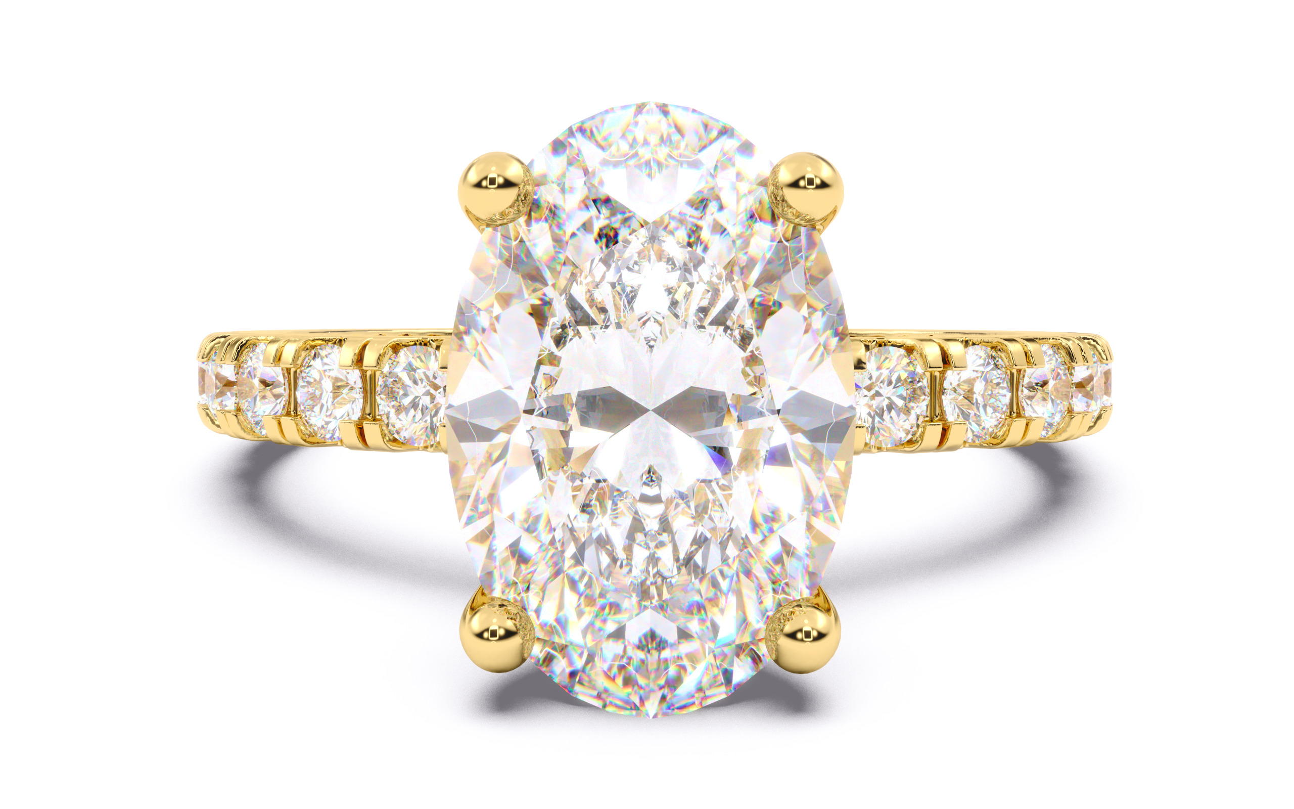 Oval Diamond Pave Setting Solitaire Ring  3D print model_12