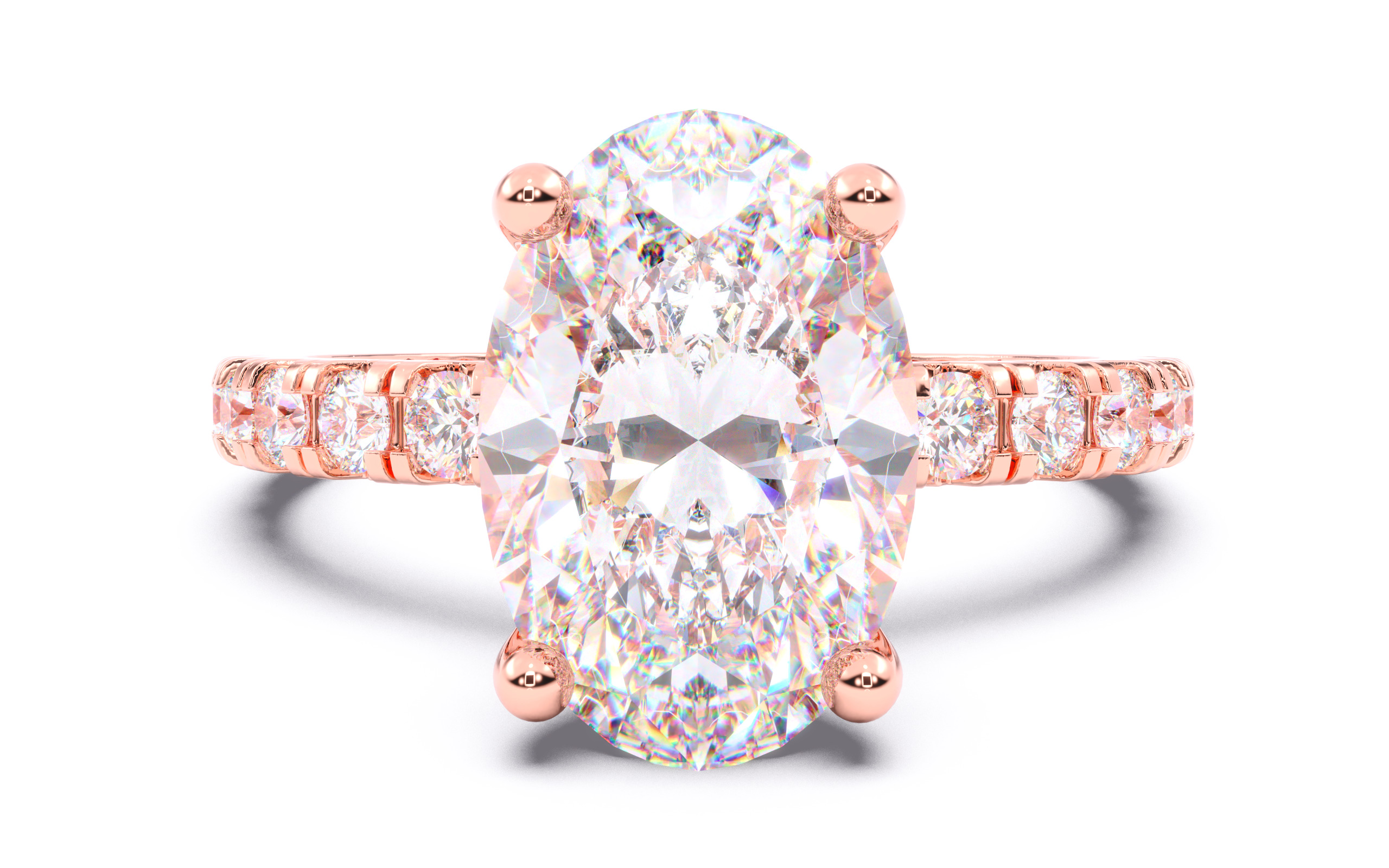 Oval Diamond Pave Setting Solitaire Ring  3D print model_16