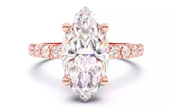 Marquise Diamond Pave Setting Solitaire Ring  3D print model