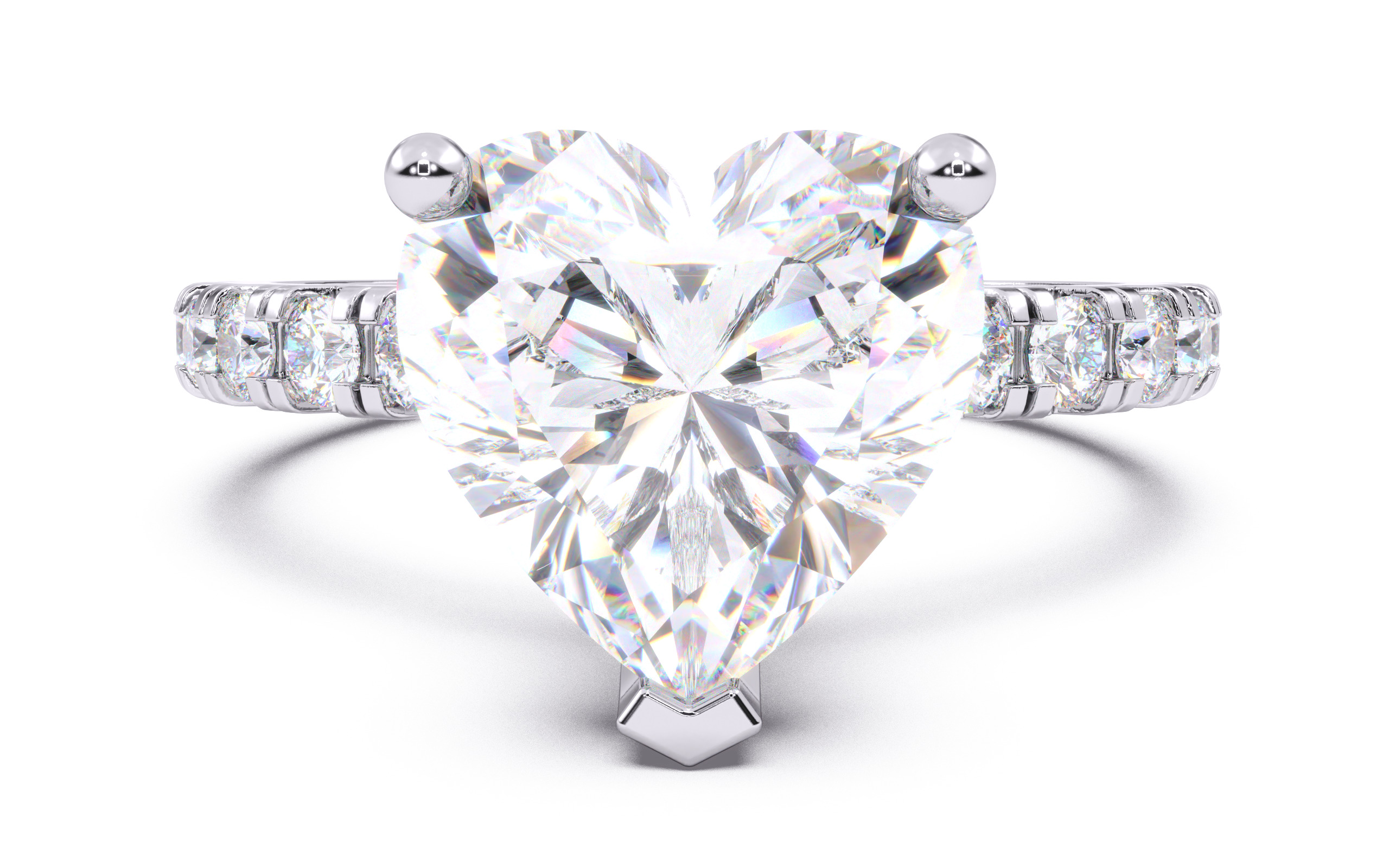 Heart Diamond Pave Setting Solitaire Ring  3D print model_14