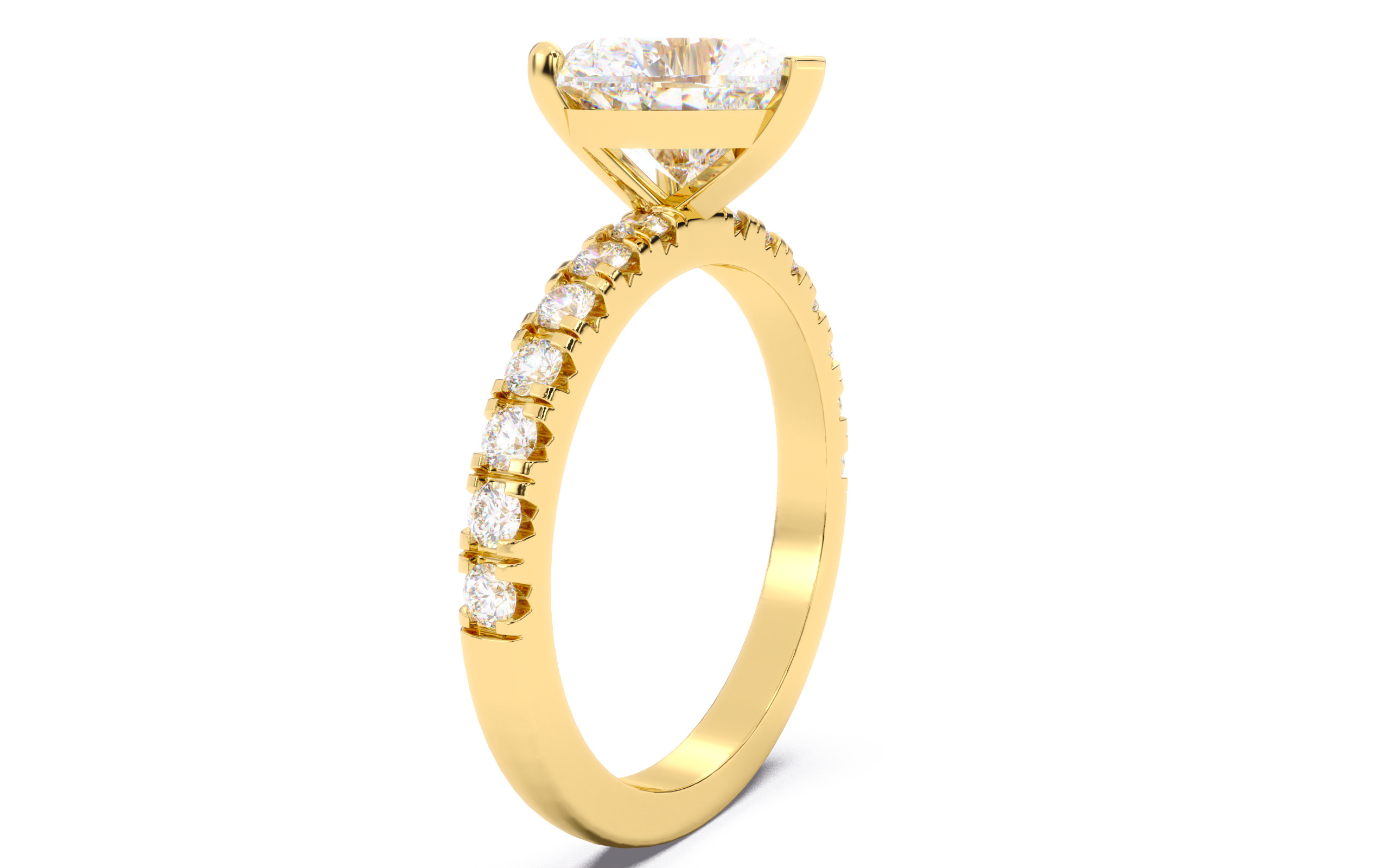 Heart Diamond Pave Setting Solitaire Ring  3D print model_19