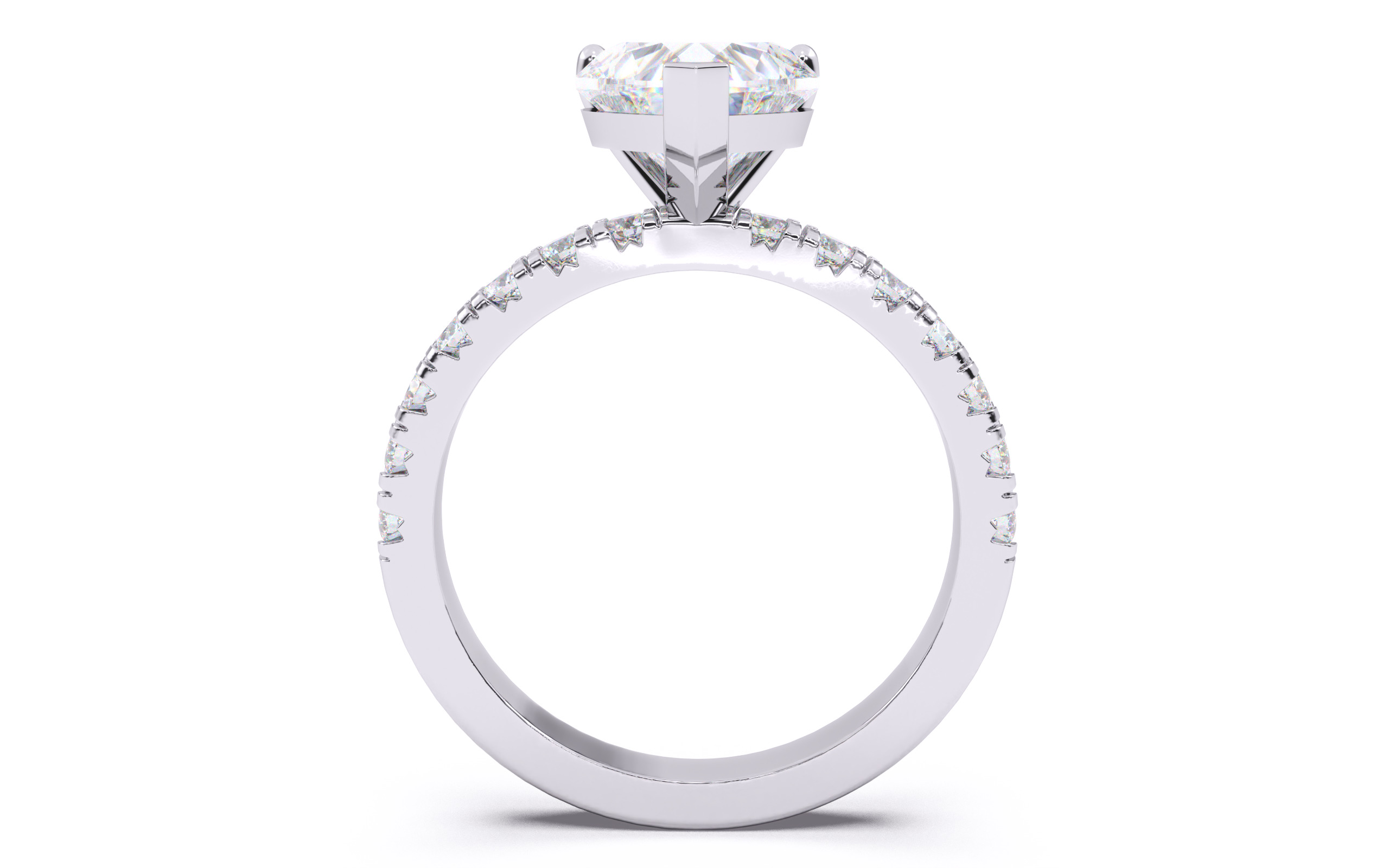 Heart Diamond Pave Setting Solitaire Ring  3D print model_8