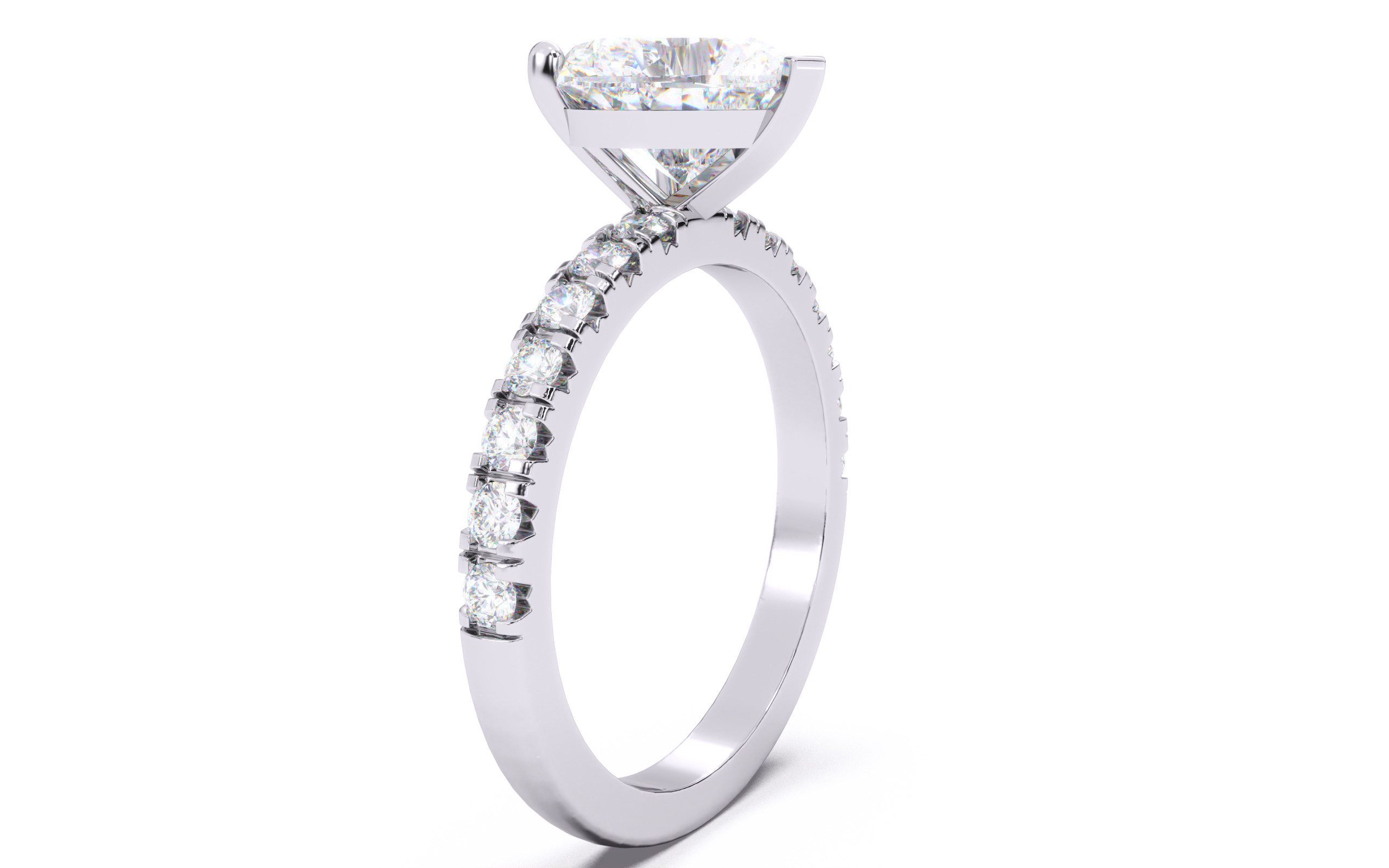 Heart Diamond Pave Setting Solitaire Ring  3D print model_18