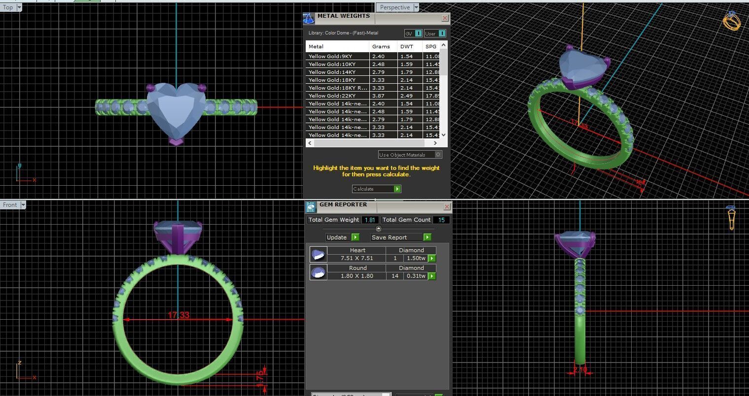 Heart Diamond Pave Setting Solitaire Ring  3D print model_25