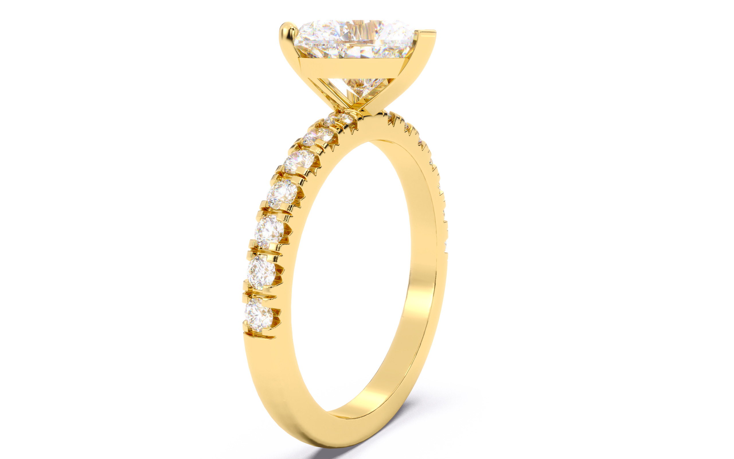 Heart Diamond Pave Setting Solitaire Ring  3D print model_20