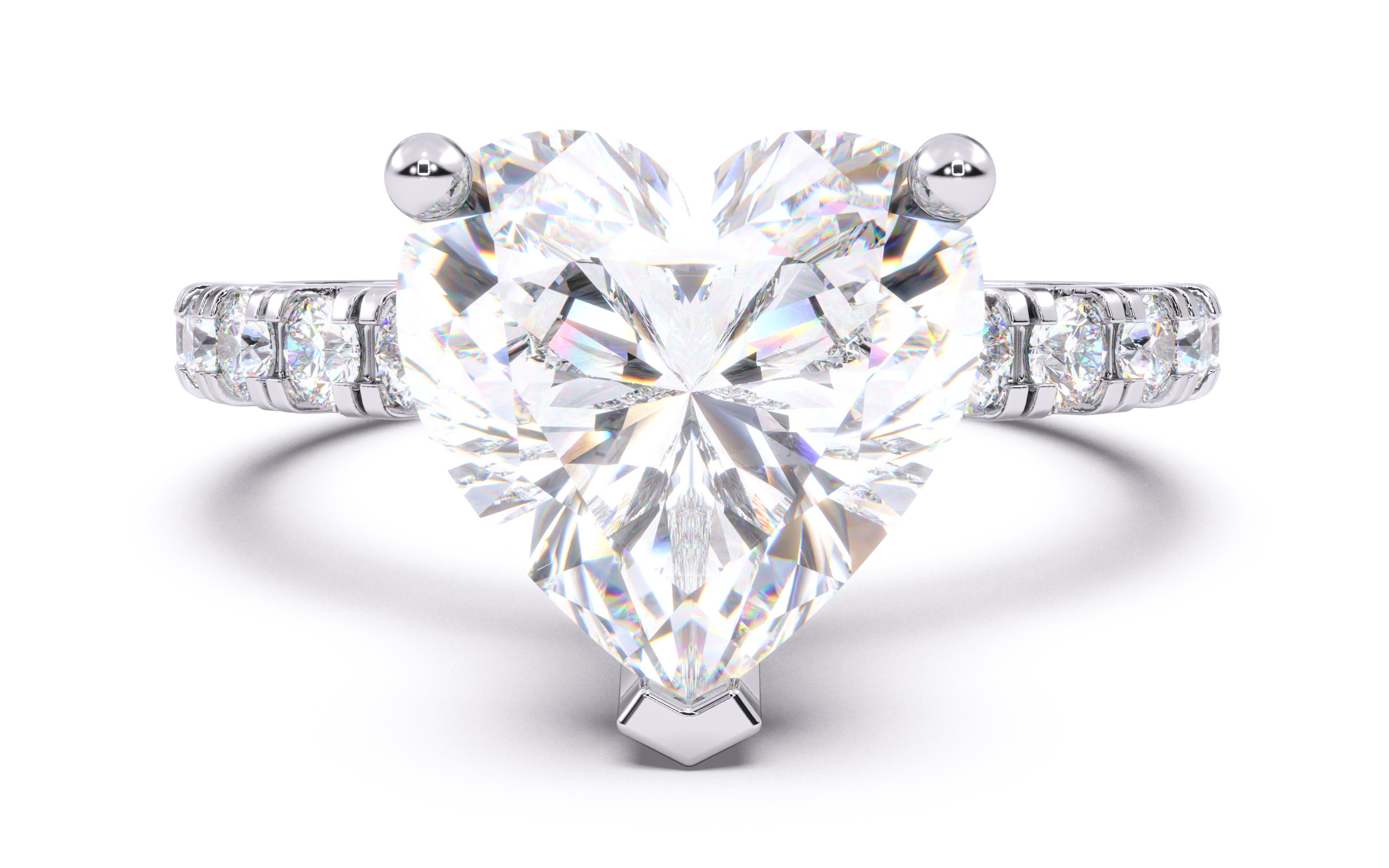 Heart Diamond Pave Setting Solitaire Ring  3D print model_15