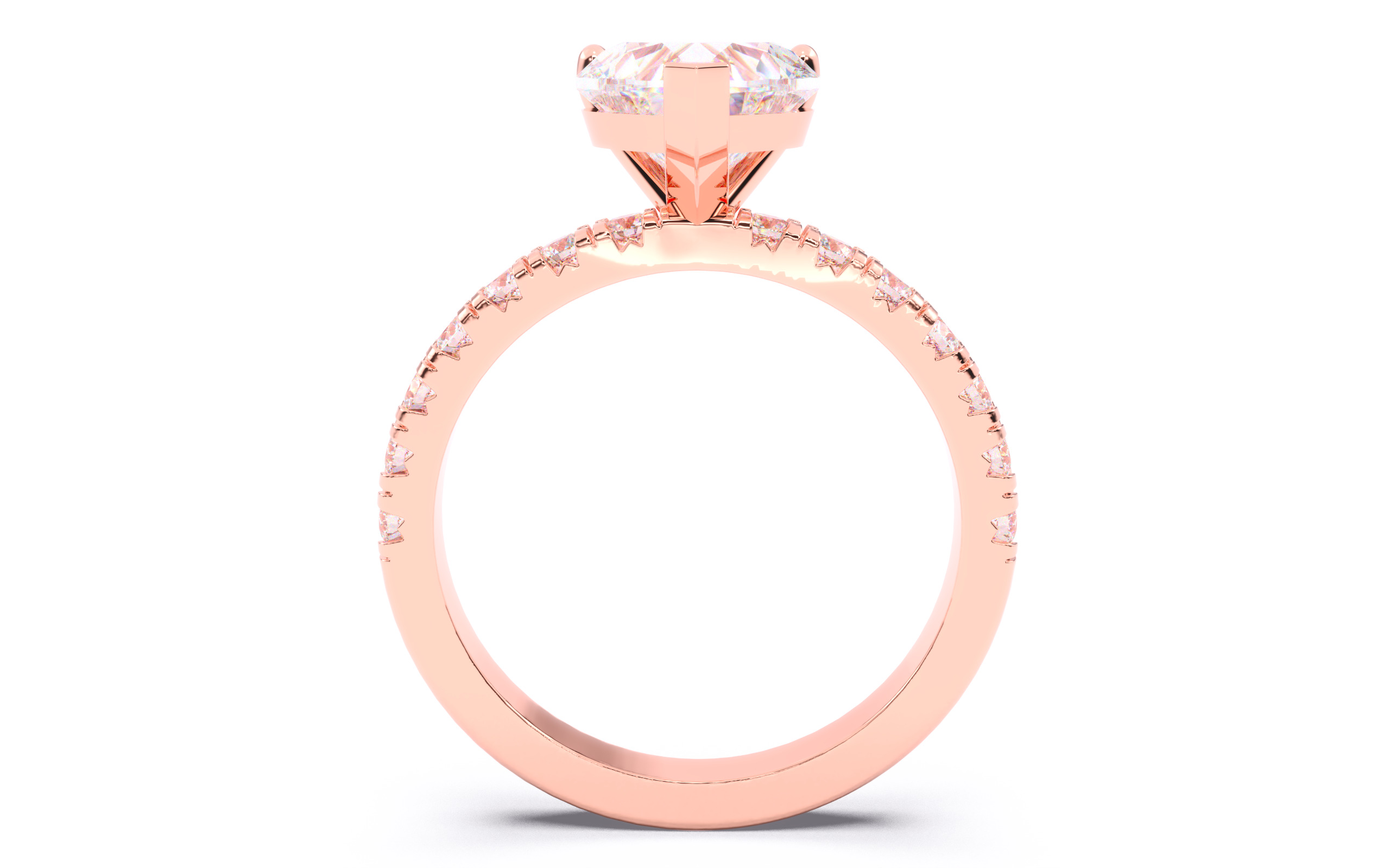 Heart Diamond Pave Setting Solitaire Ring  3D print model_6