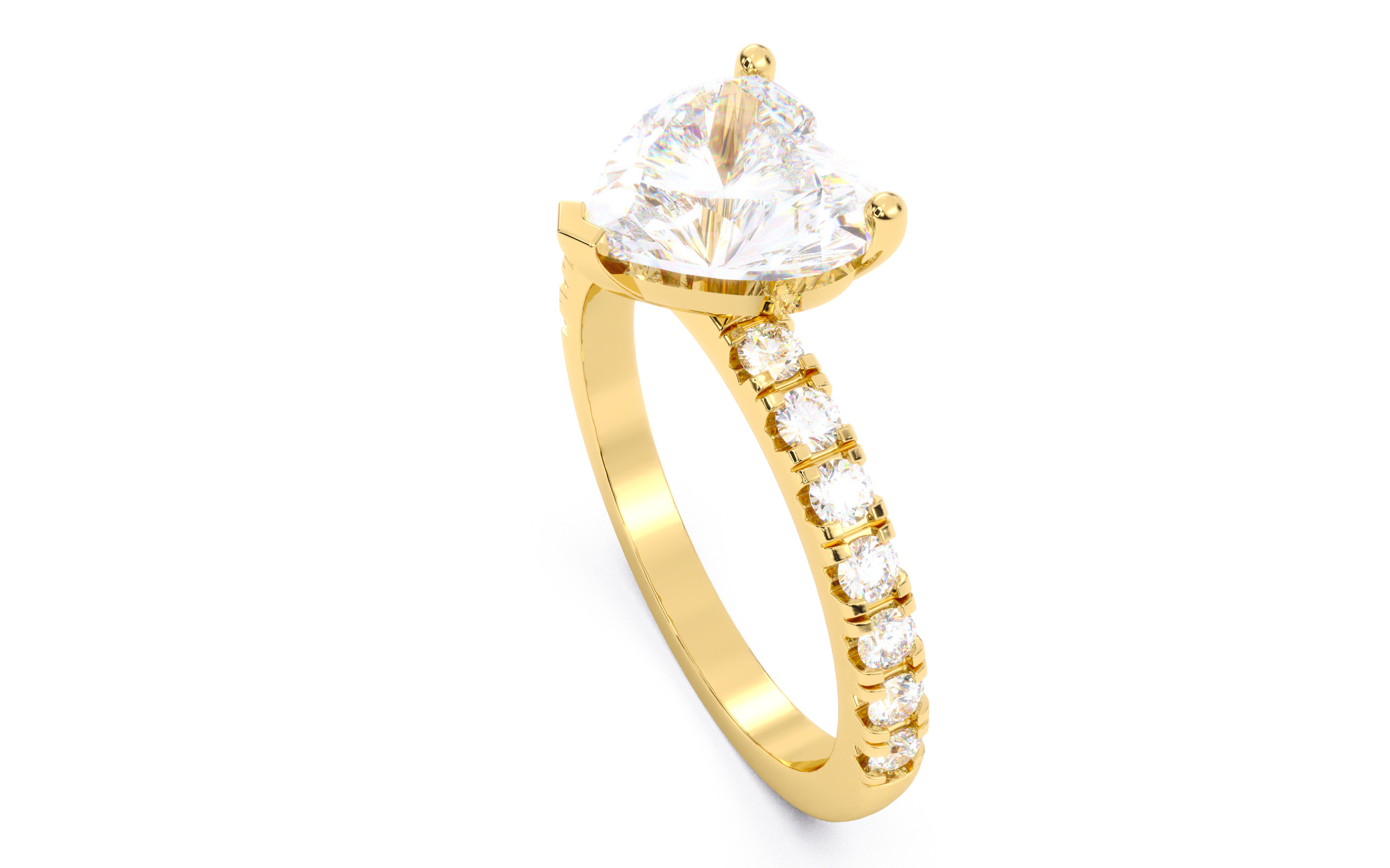 Heart Diamond Pave Setting Solitaire Ring  3D print model_21