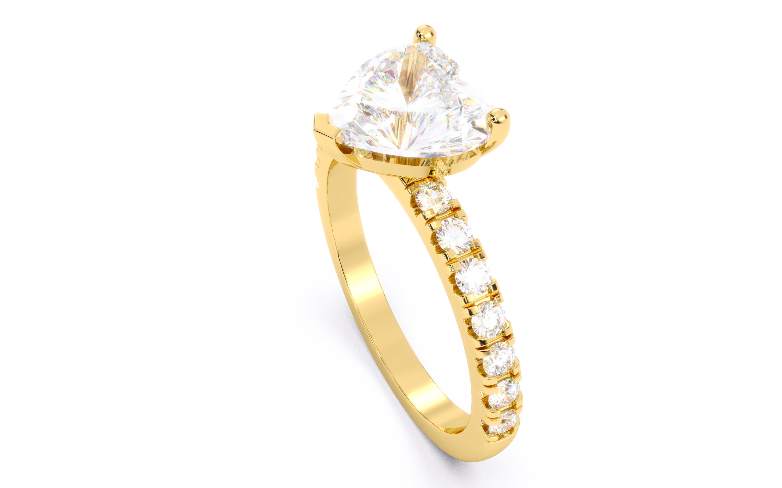 Heart Diamond Pave Setting Solitaire Ring  3D print model_22