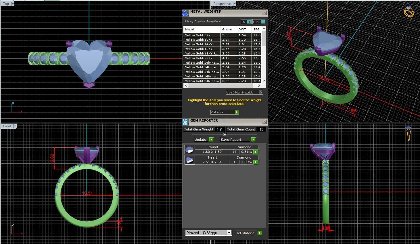 Heart Diamond Pave Setting Solitaire Ring  3D print model_1