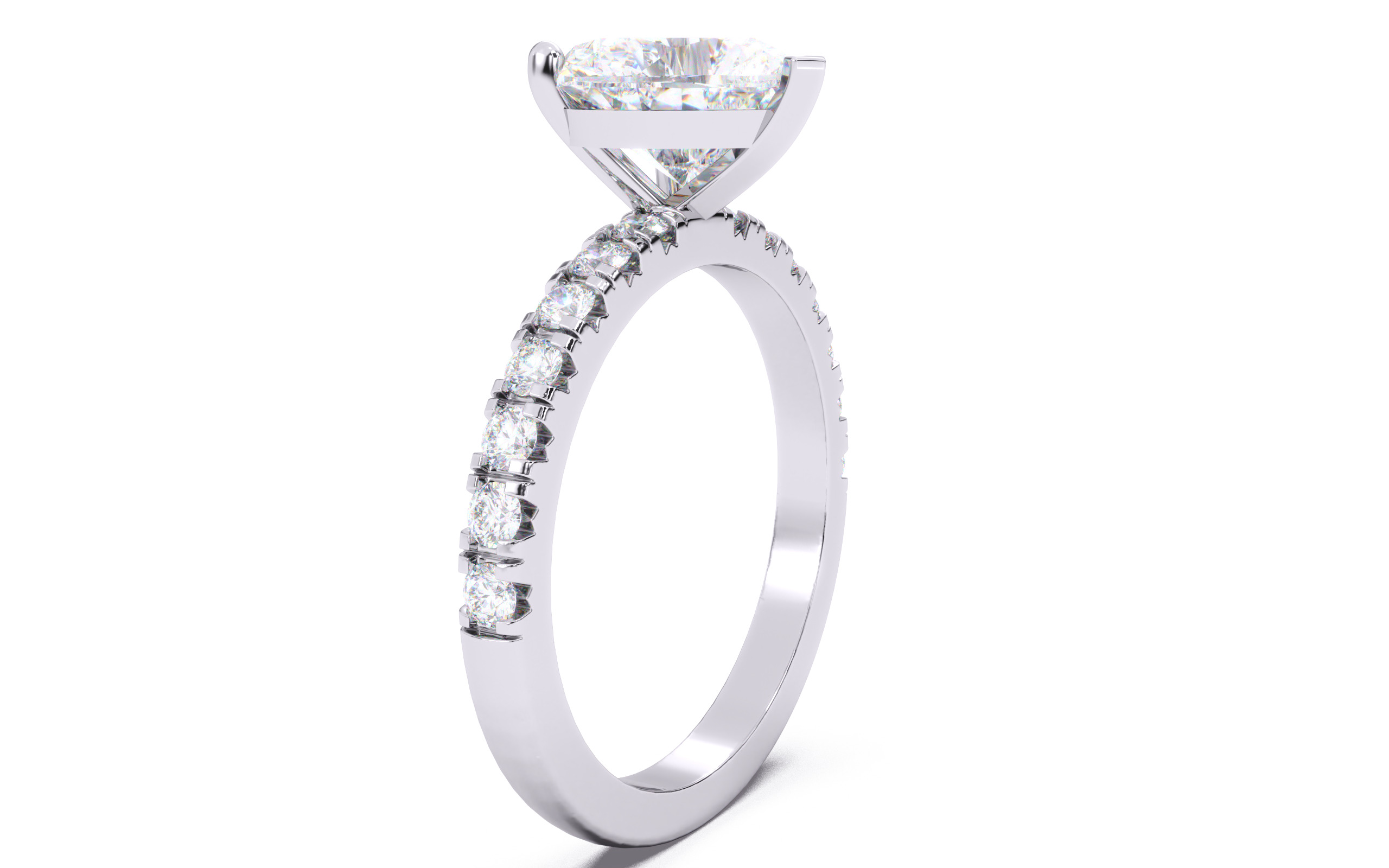 Heart Diamond Pave Setting Solitaire Ring  3D print model_13