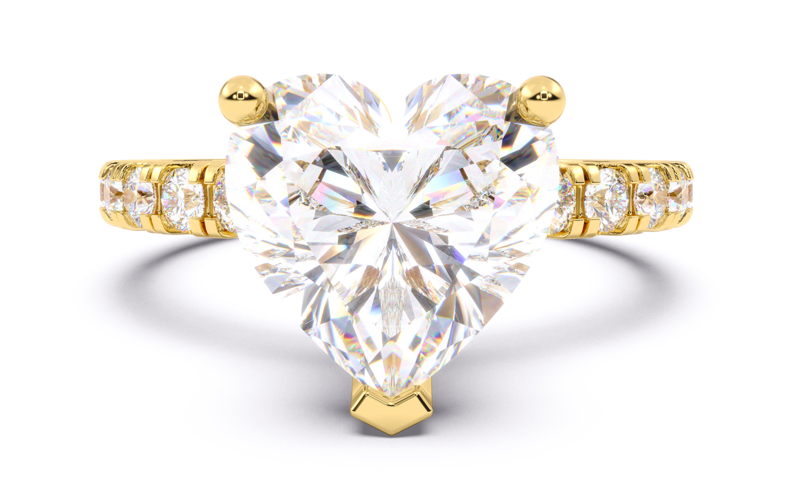 Heart Diamond Pave Setting Solitaire Ring  3D print model_12