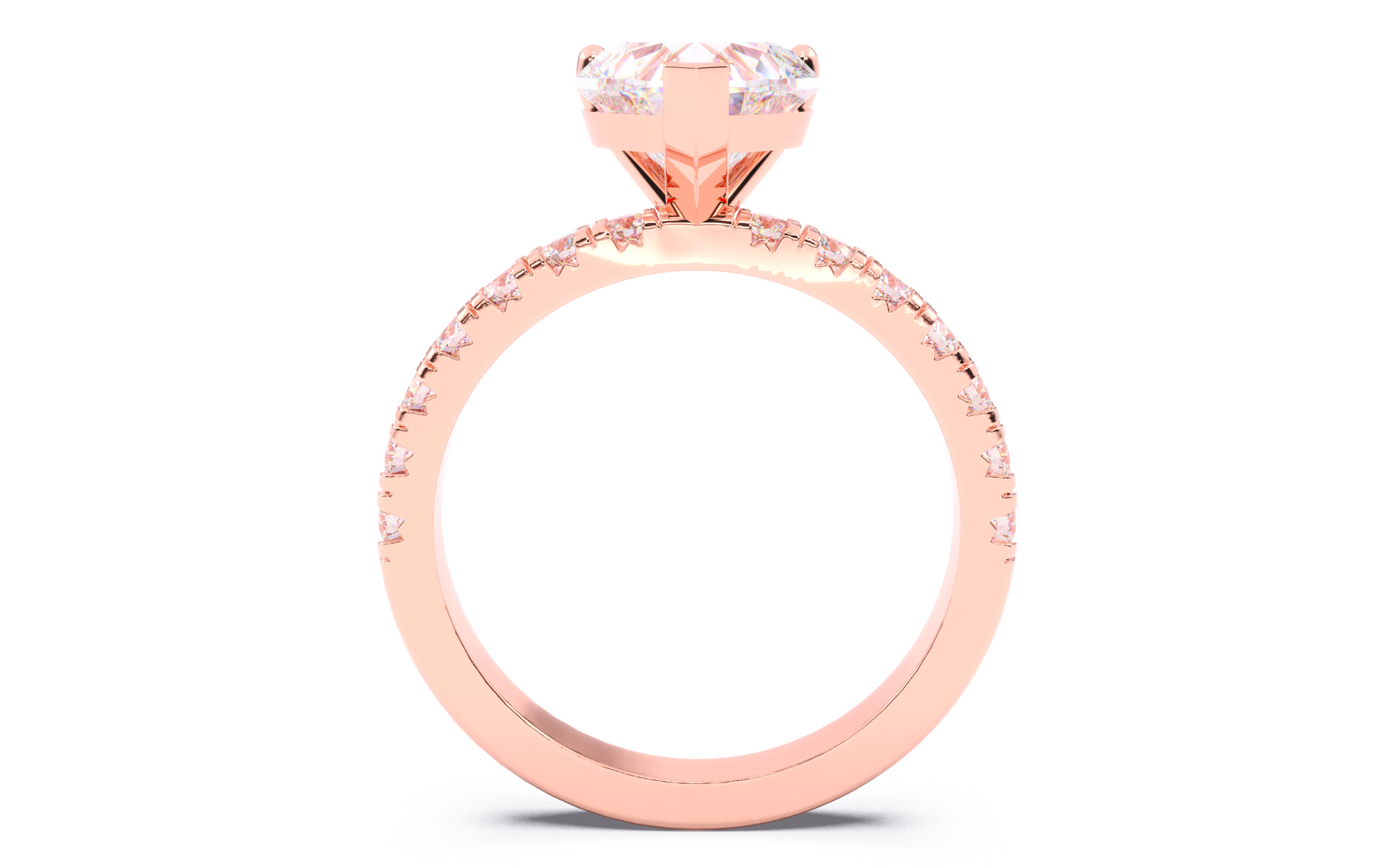 Heart Diamond Pave Setting Solitaire Ring  3D print model_5