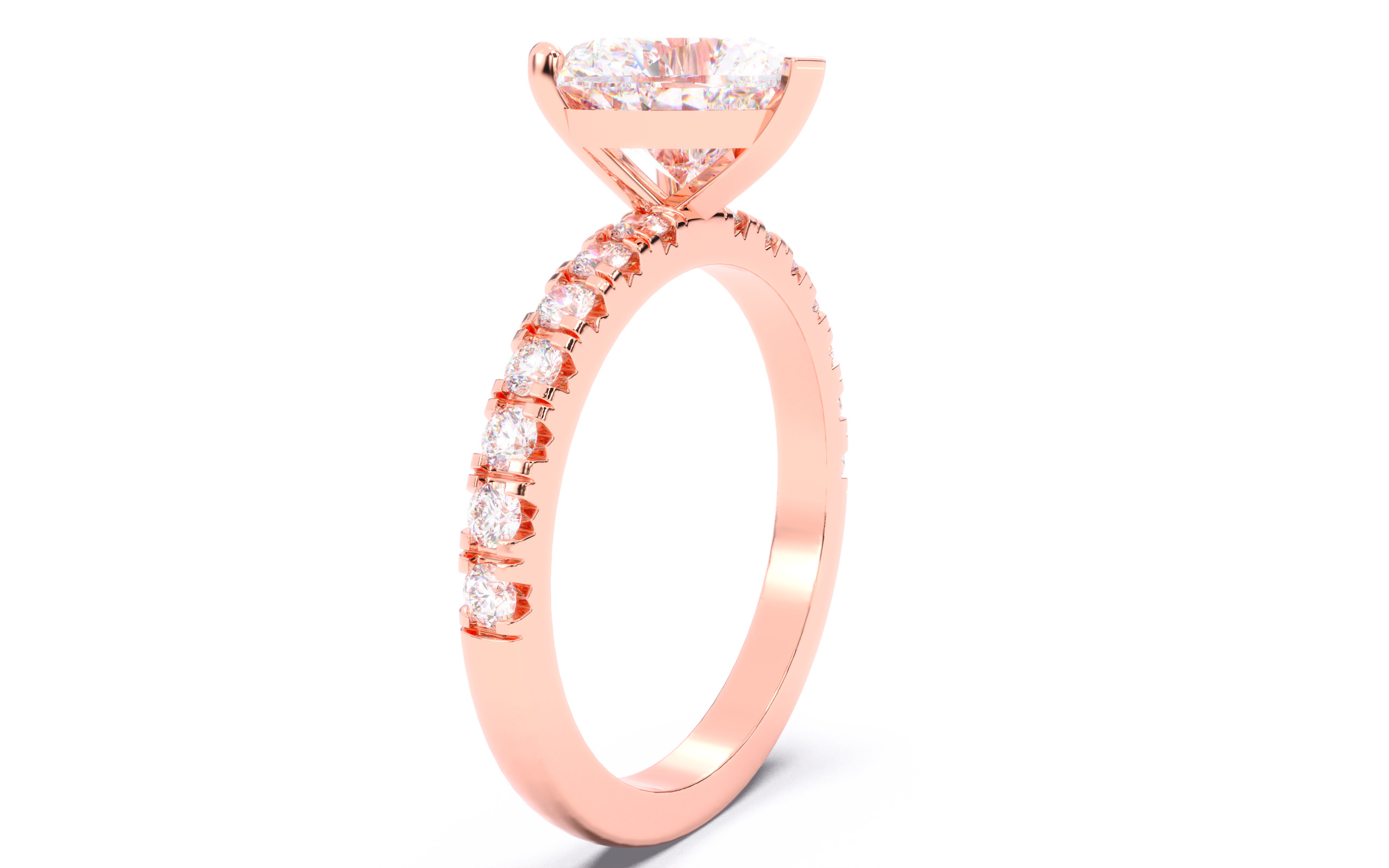 Heart Diamond Pave Setting Solitaire Ring  3D print model_17