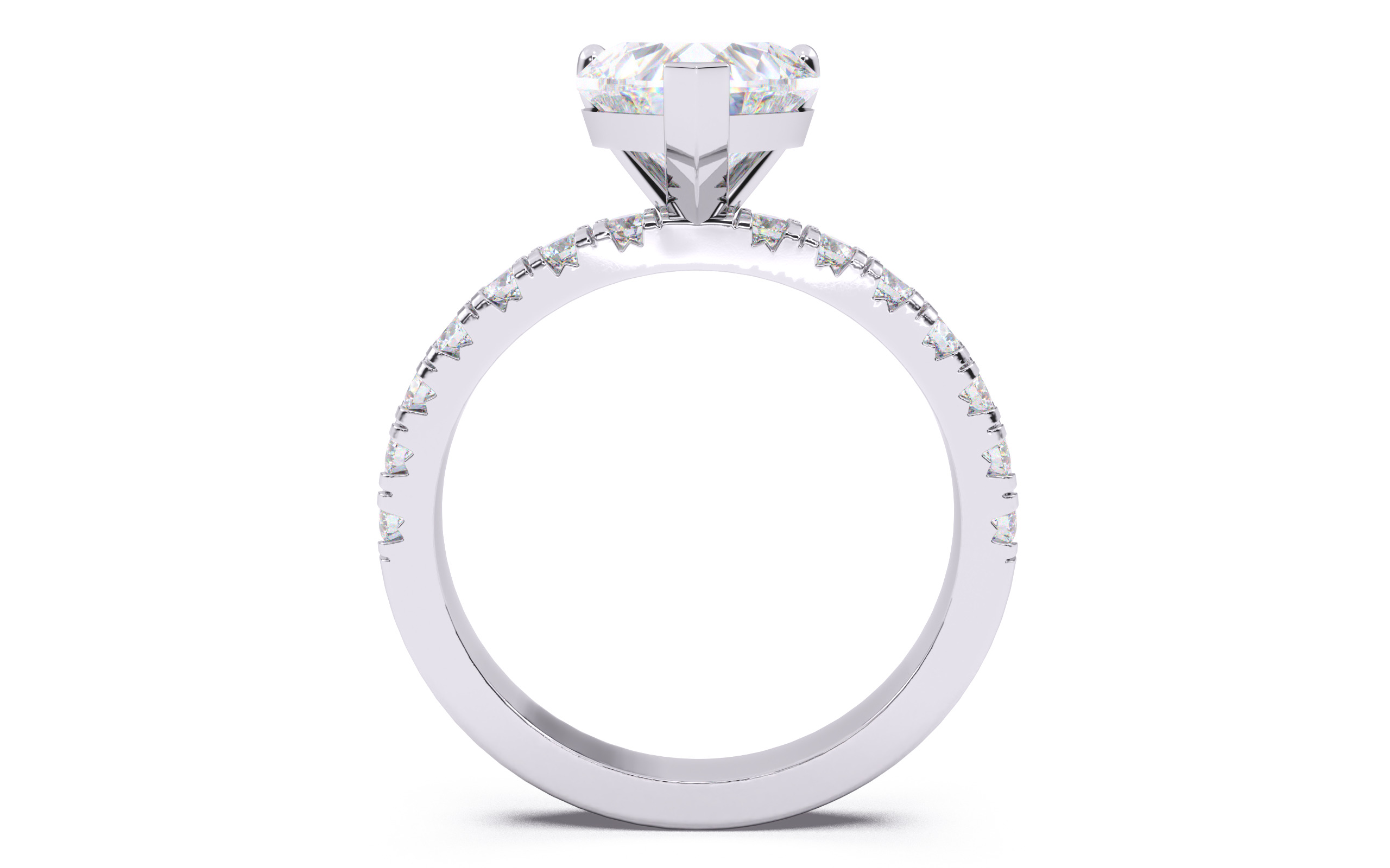 Heart Diamond Pave Setting Solitaire Ring  3D print model_7