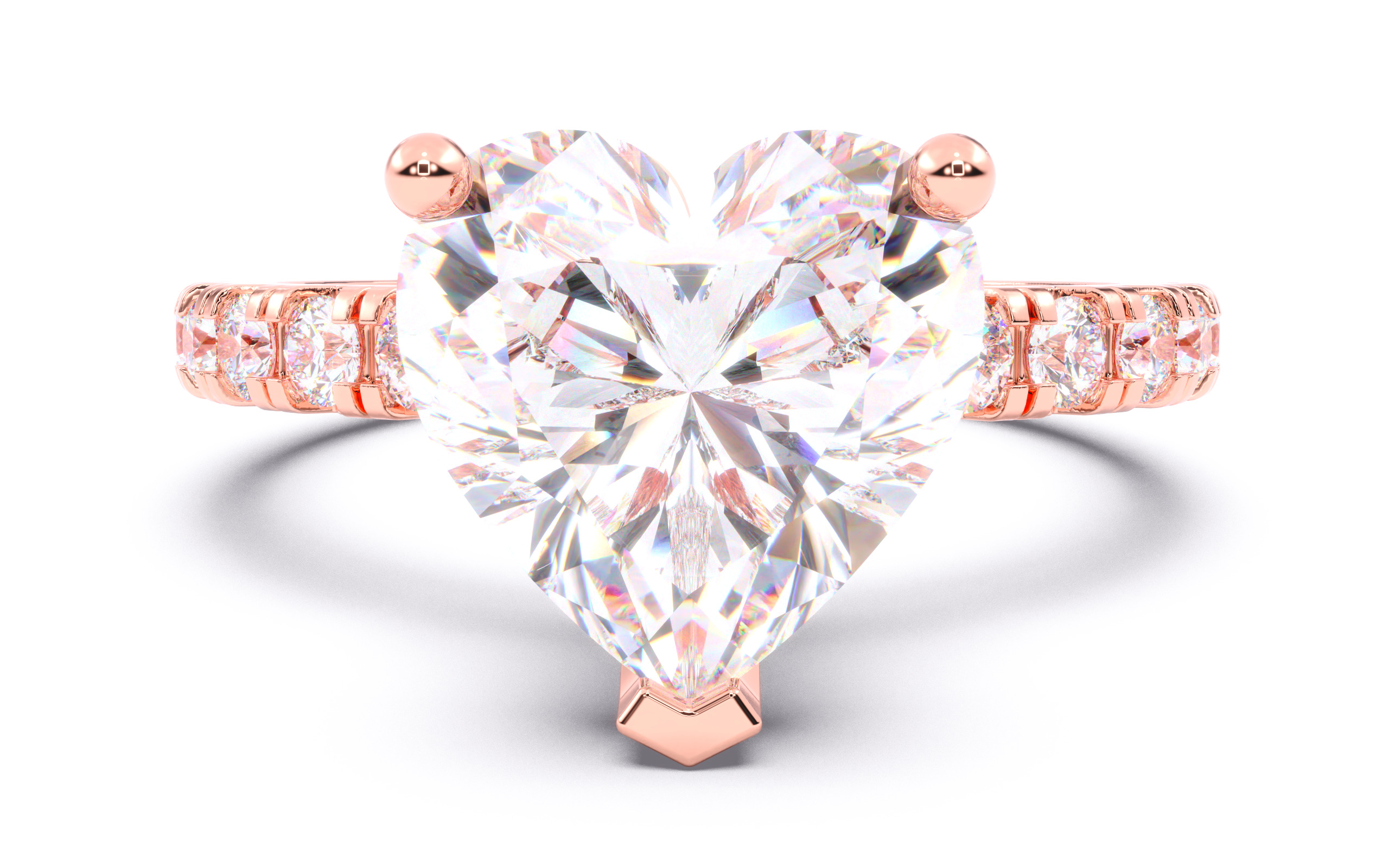 Heart Diamond Pave Setting Solitaire Ring  3D print model_16