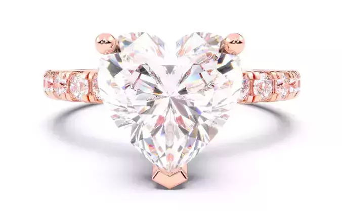 Heart Diamond Pave Setting Solitaire Ring  3D print model