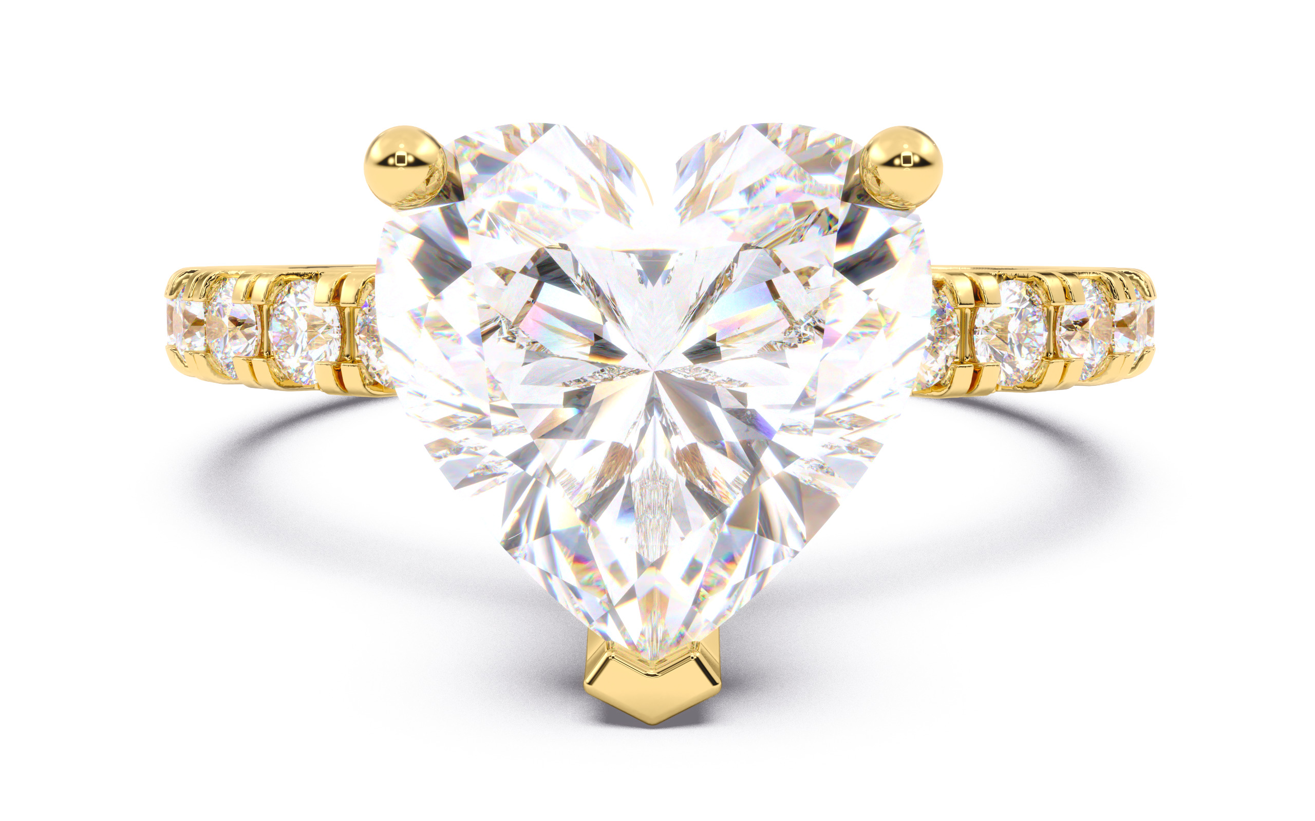 Heart Diamond Pave Setting Solitaire Ring  3D print model_11