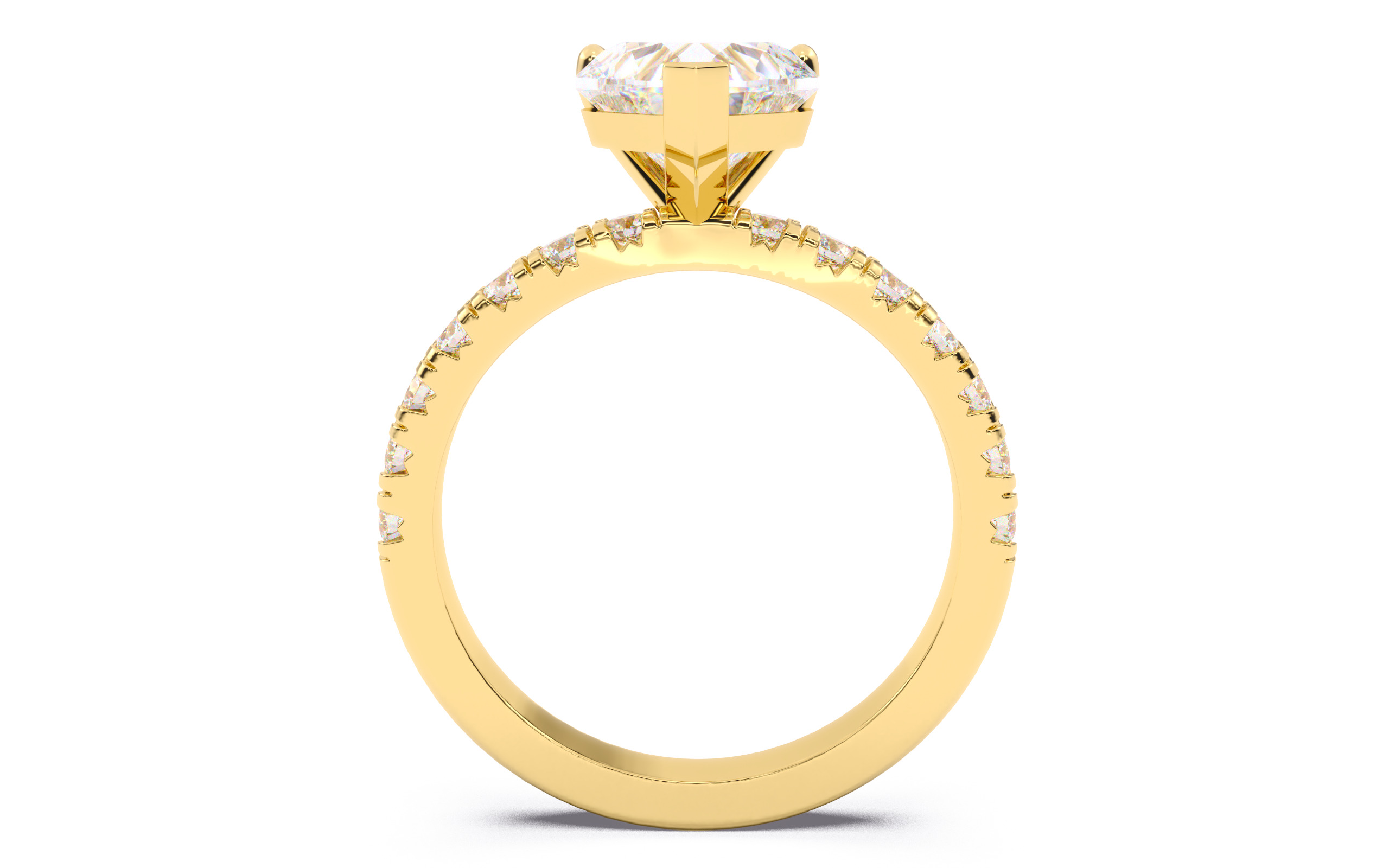 Heart Diamond Pave Setting Solitaire Ring  3D print model_9
