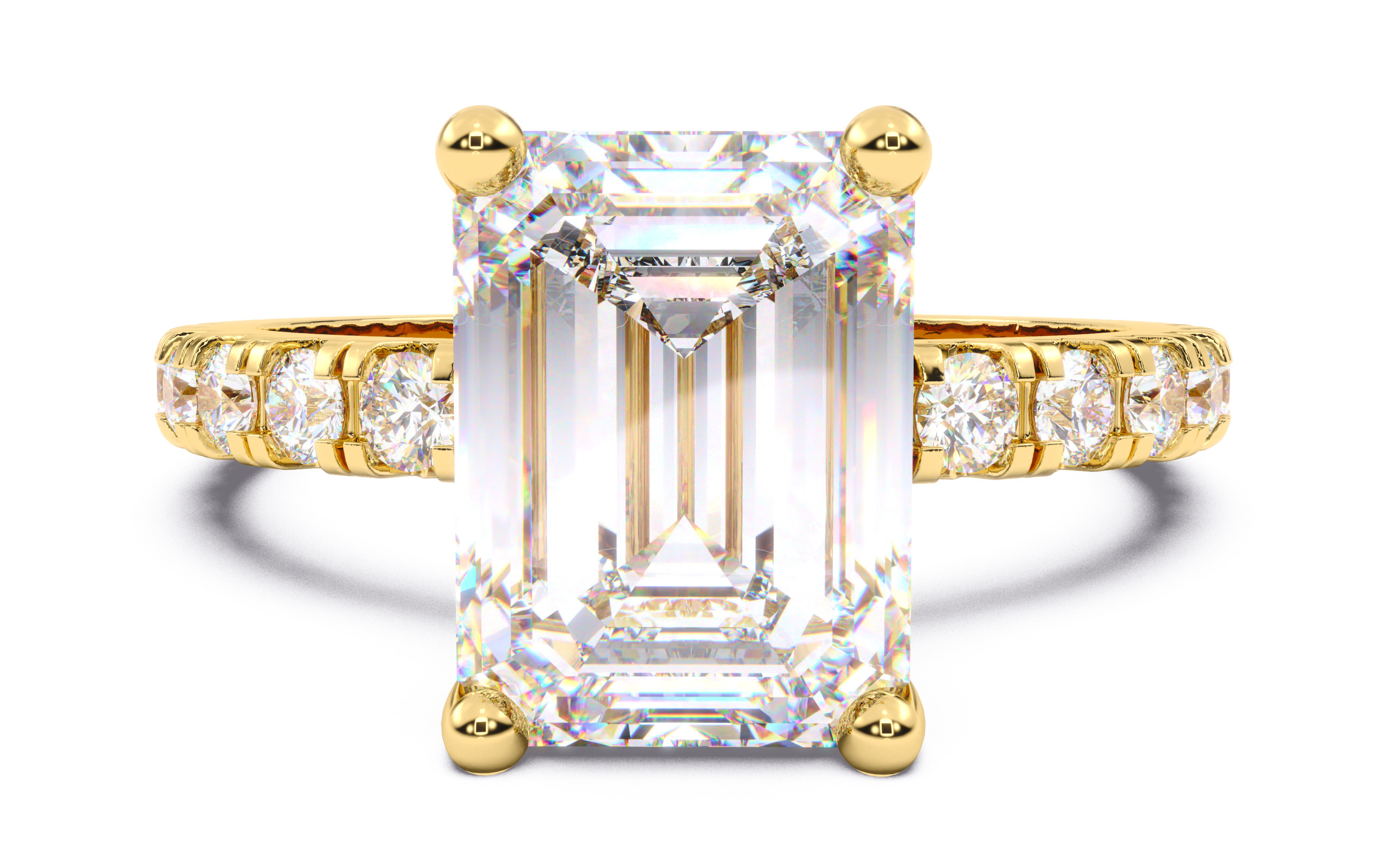 Emerald Diamond Pave Setting Solitaire Ring 3D print model_11