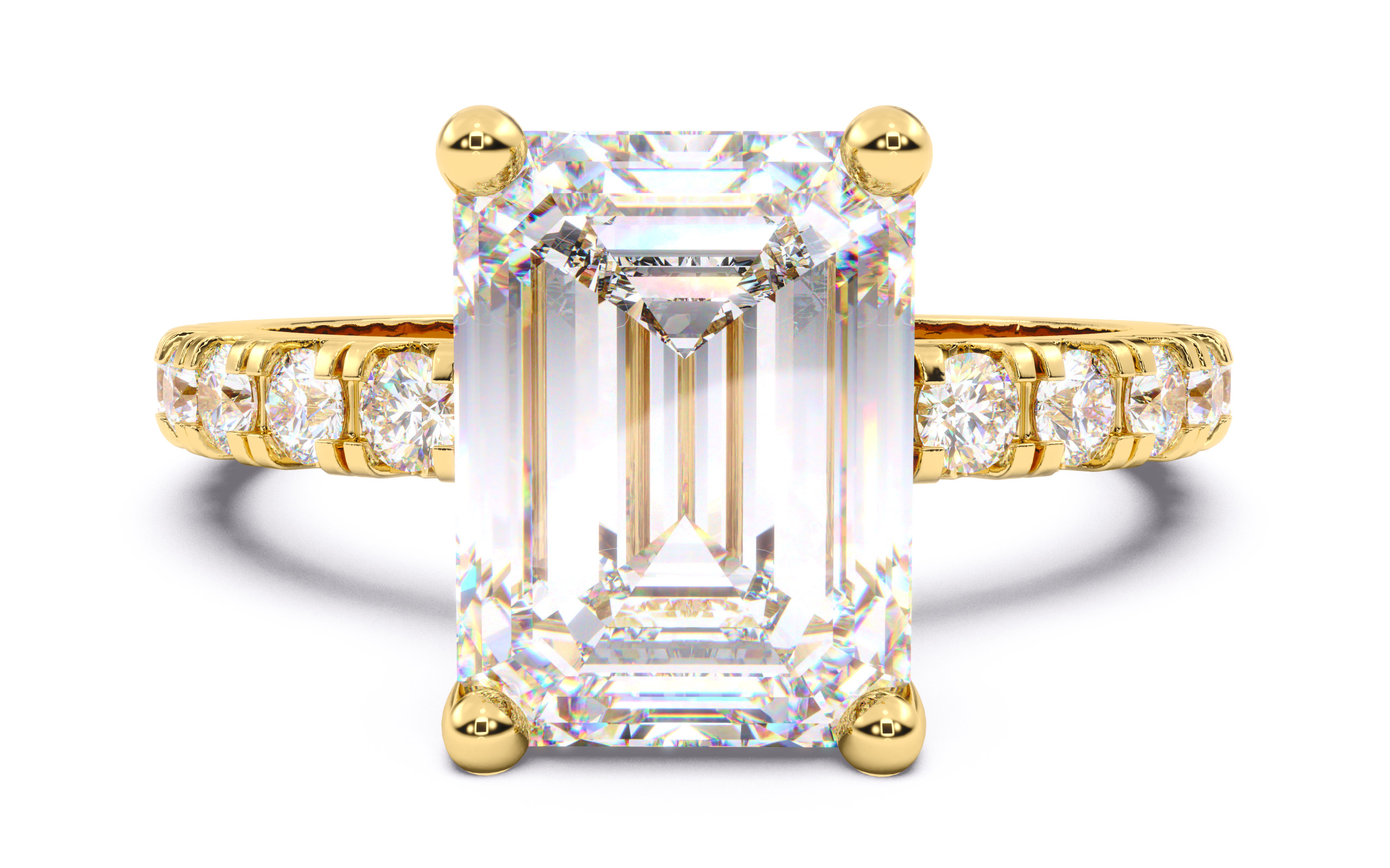 Emerald Diamond Pave Setting Solitaire Ring 3D print model_12