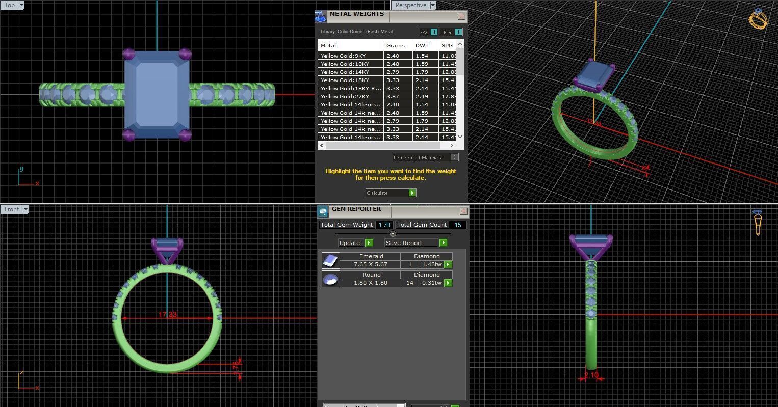 Emerald Diamond Pave Setting Solitaire Ring 3D print model_25