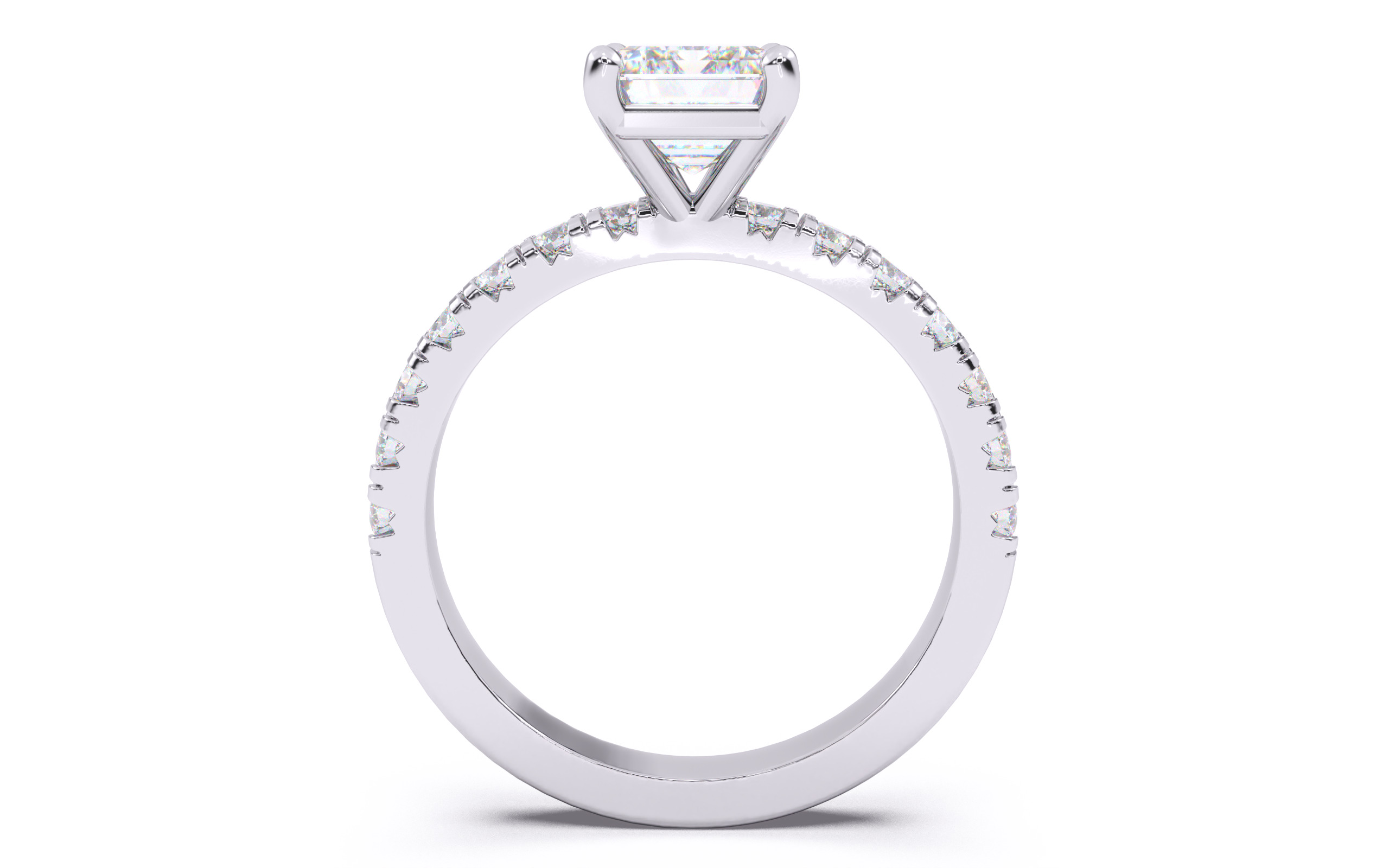 Emerald Diamond Pave Setting Solitaire Ring 3D print model_8