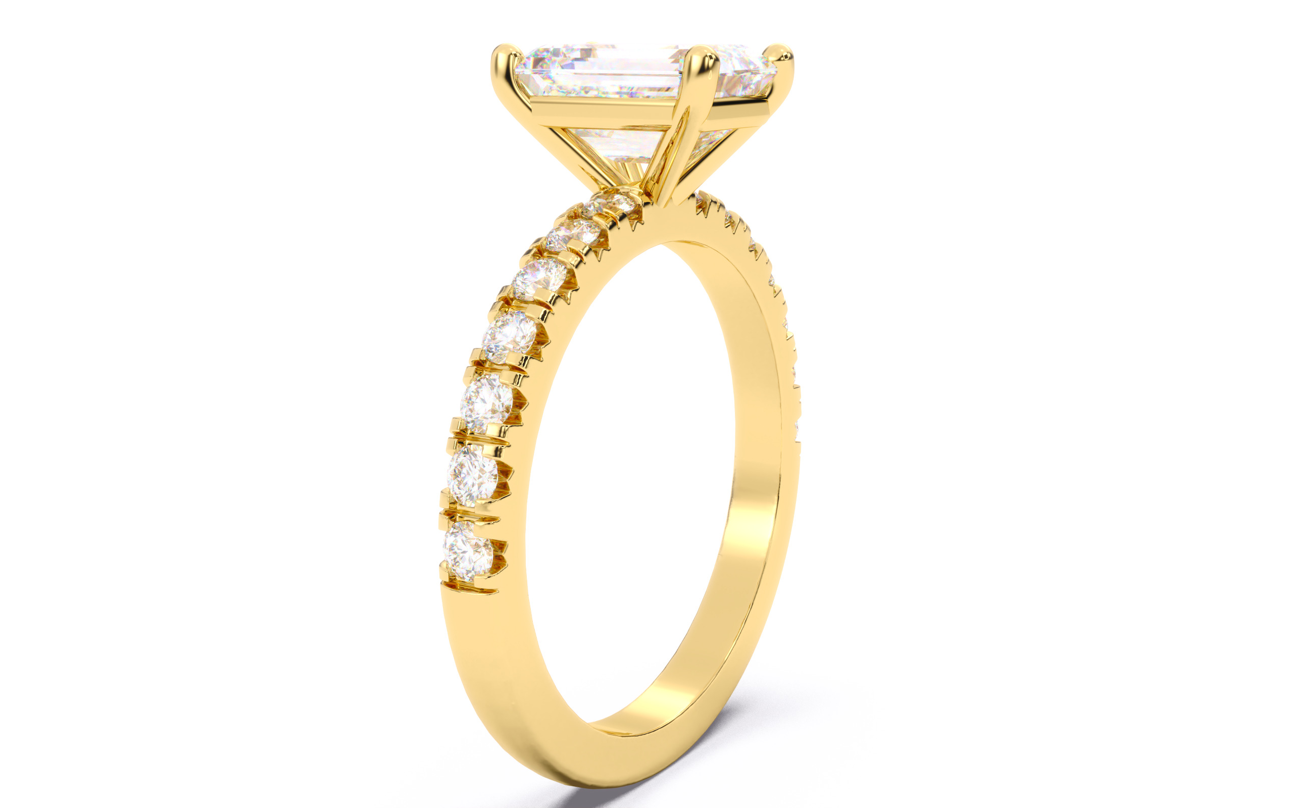 Emerald Diamond Pave Setting Solitaire Ring 3D print model_20