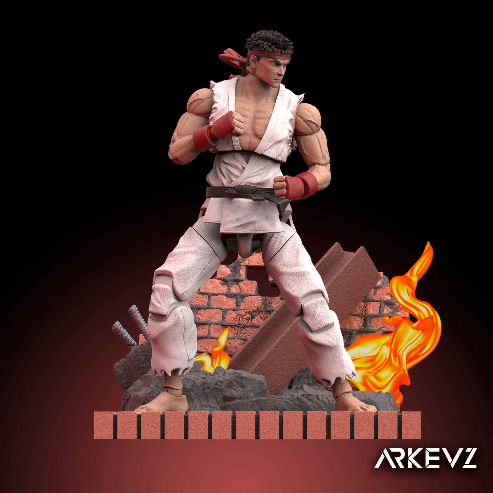 Action Figure Ryu Street Fighter 3D print model_2