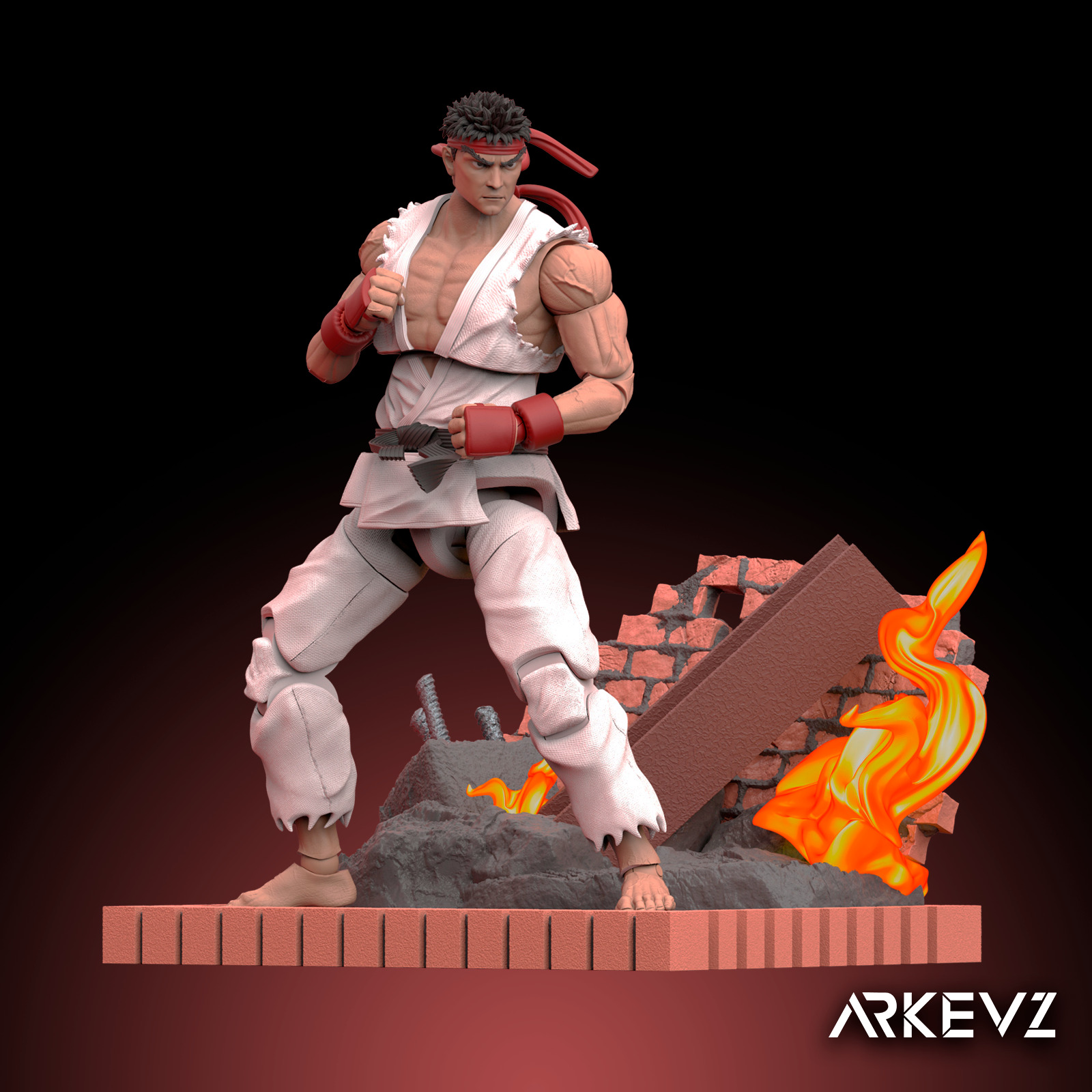 Action Figure Ryu Street Fighter 3D print model_4