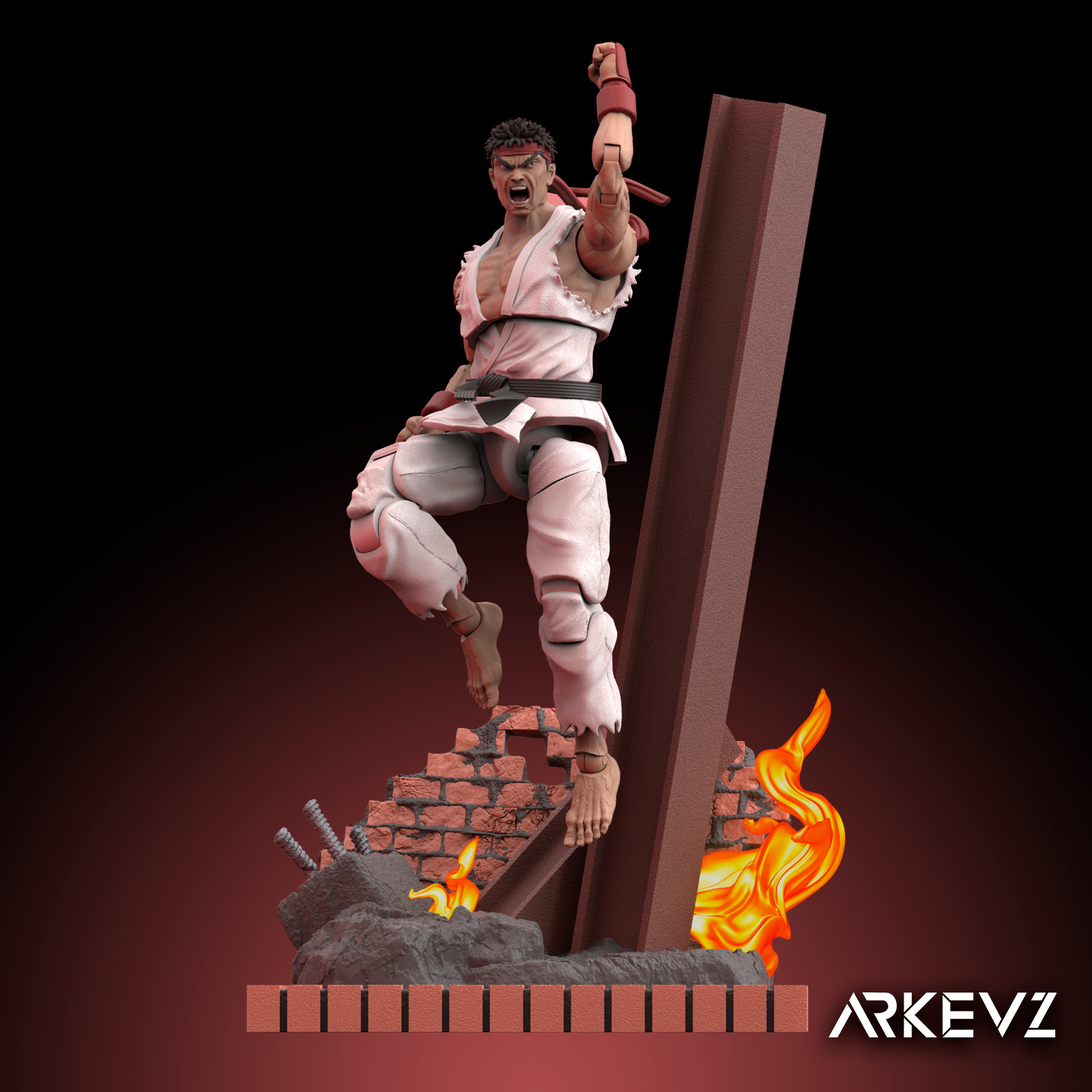 Action Figure Ryu Street Fighter 3D print model_3