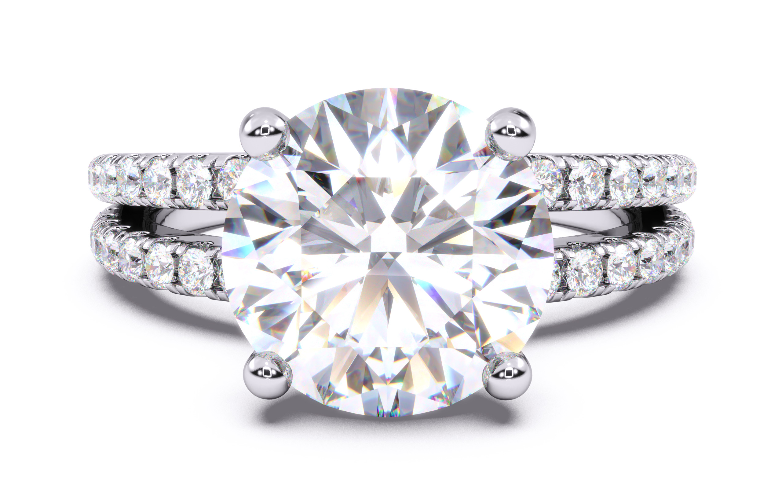 Round Diamond Pave Setting Solitaire Ring  3D print model_15