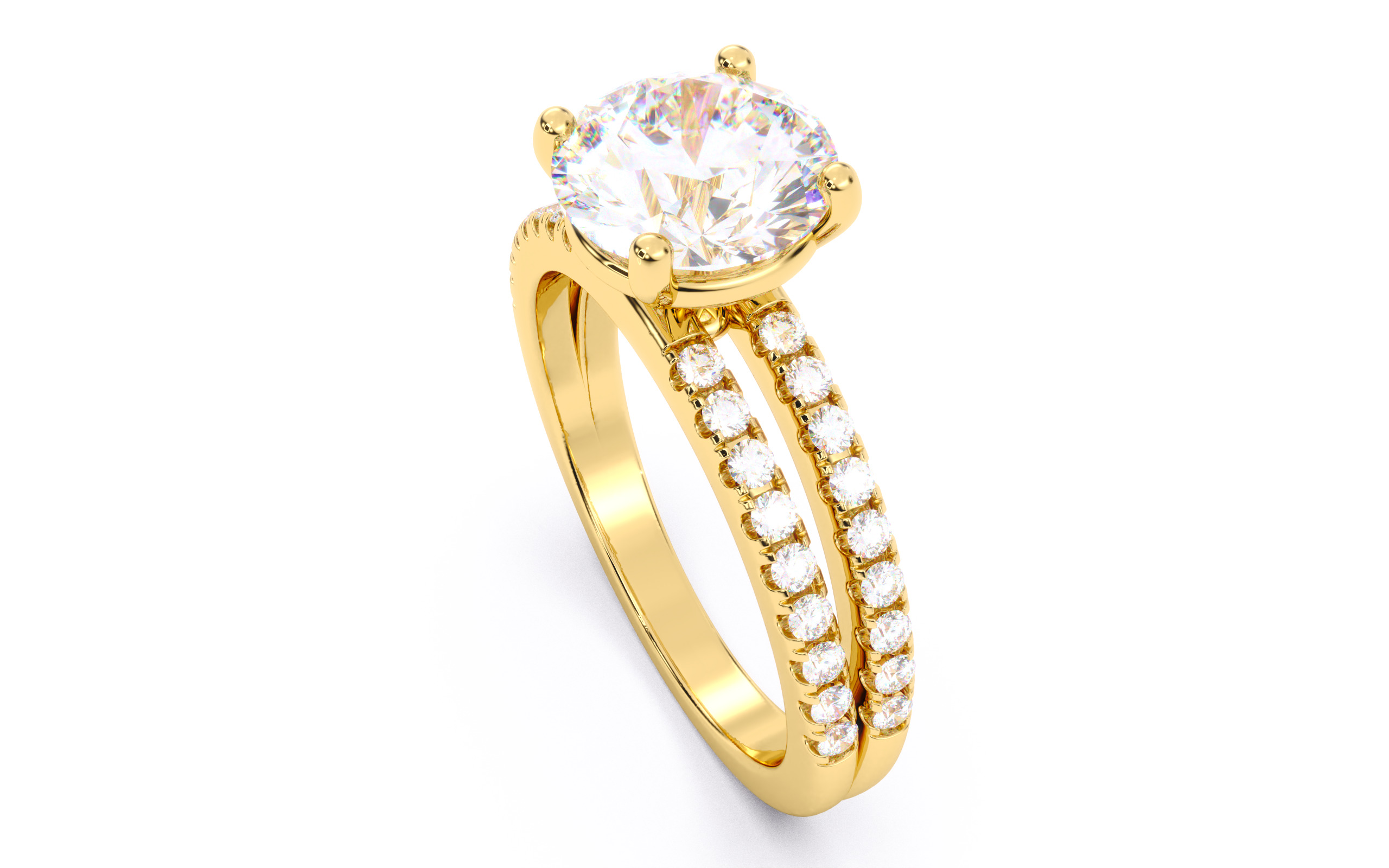 Round Diamond Pave Setting Solitaire Ring  3D print model_22