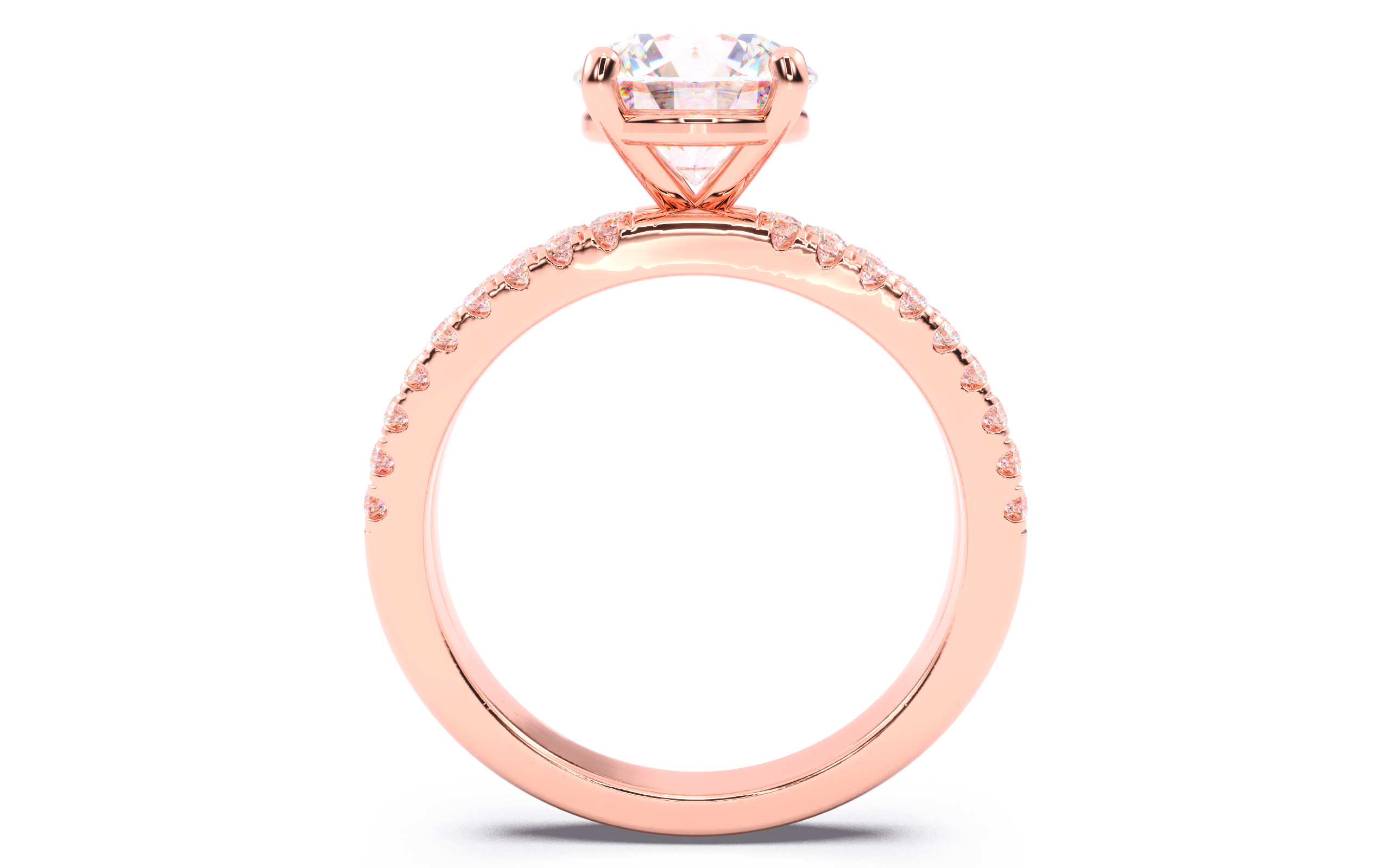 Round Diamond Pave Setting Solitaire Ring  3D print model_5