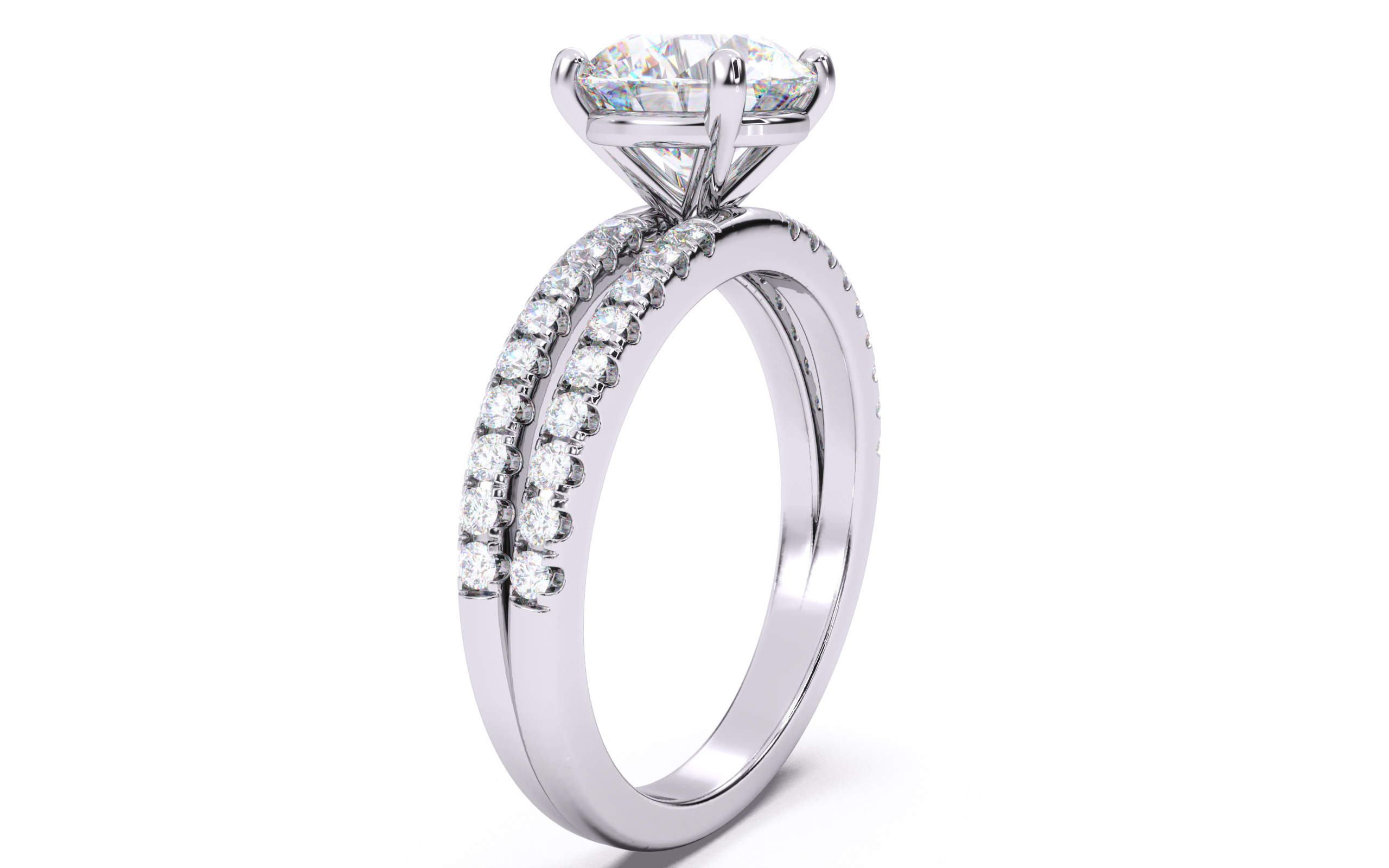 Round Diamond Pave Setting Solitaire Ring  3D print model_18