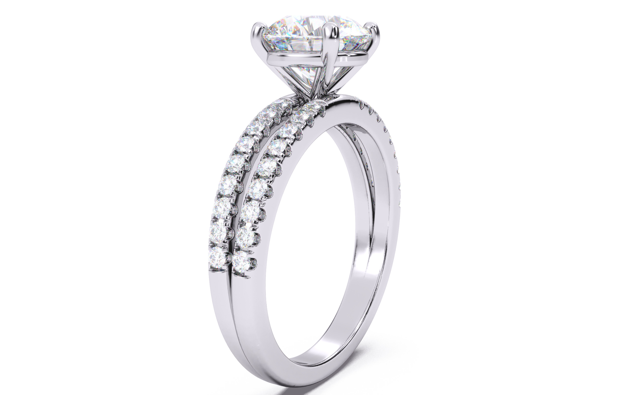 Round Diamond Pave Setting Solitaire Ring  3D print model_13