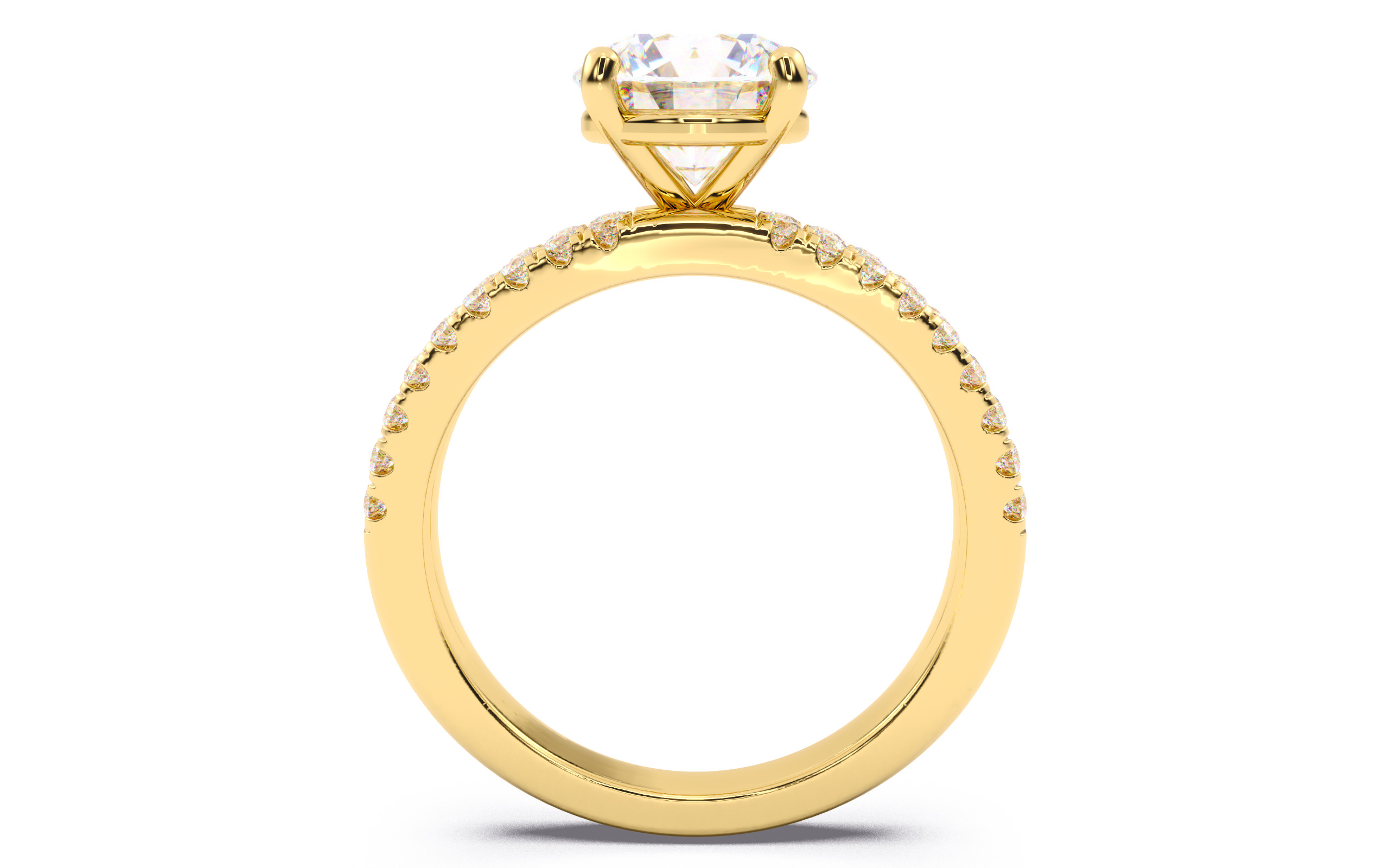 Round Diamond Pave Setting Solitaire Ring  3D print model_9