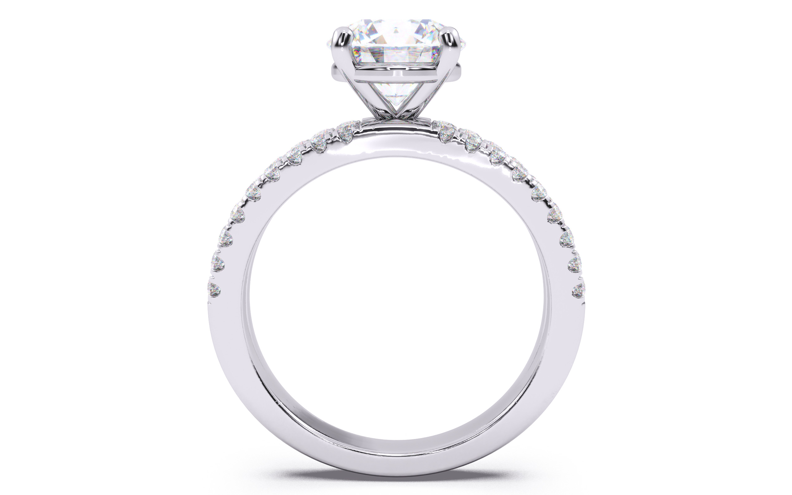 Round Diamond Pave Setting Solitaire Ring  3D print model_7