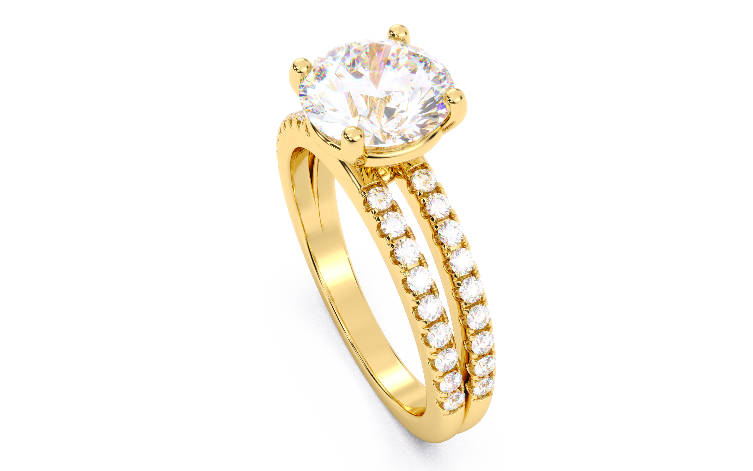 Round Diamond Pave Setting Solitaire Ring  3D print model_21