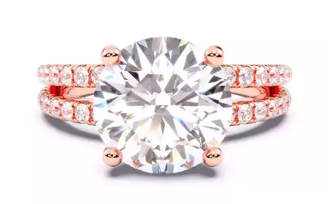 Round Diamond Pave Setting Solitaire Ring  3D print model