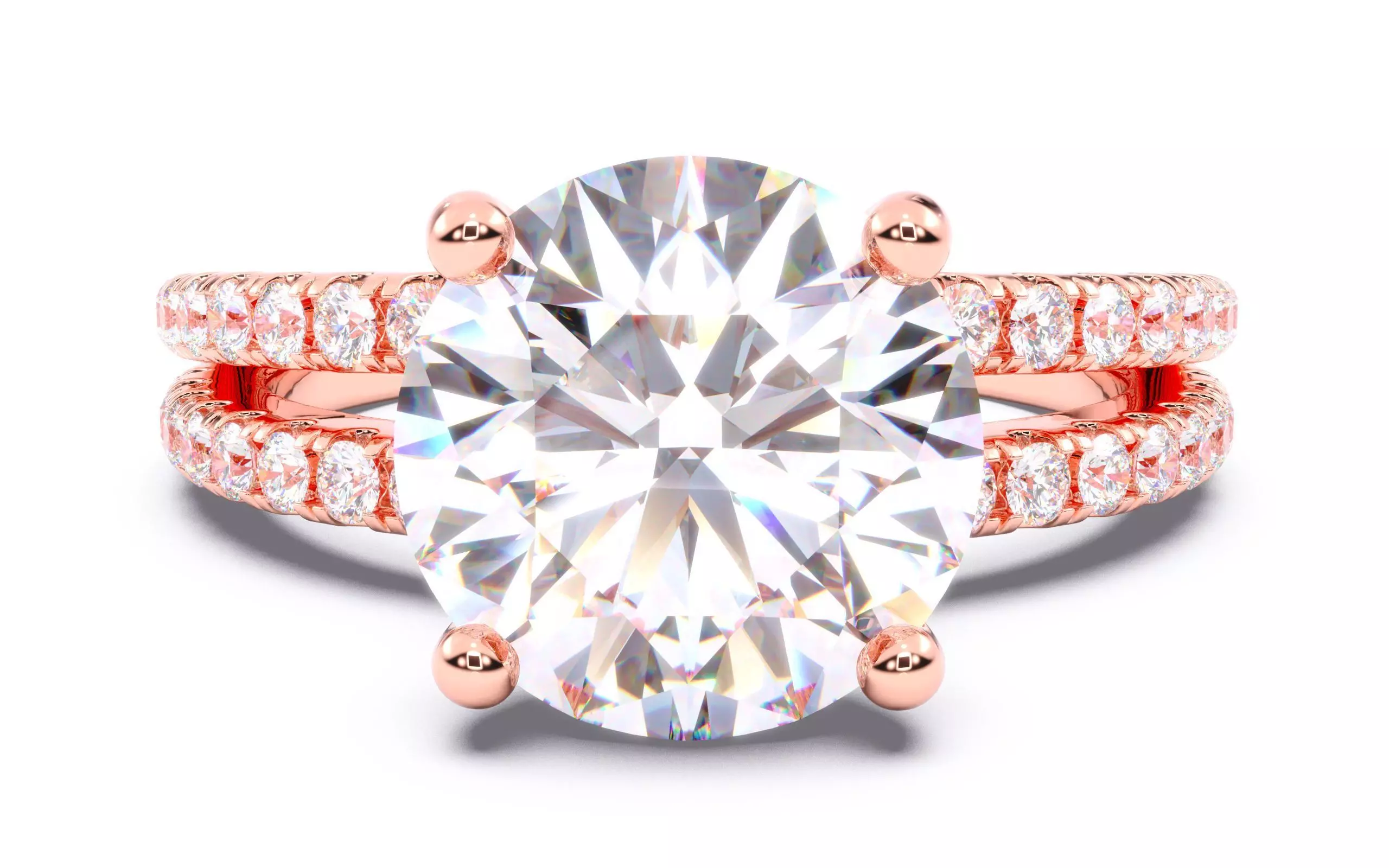 Round Diamond Pave Setting Solitaire Ring  3D print model_0