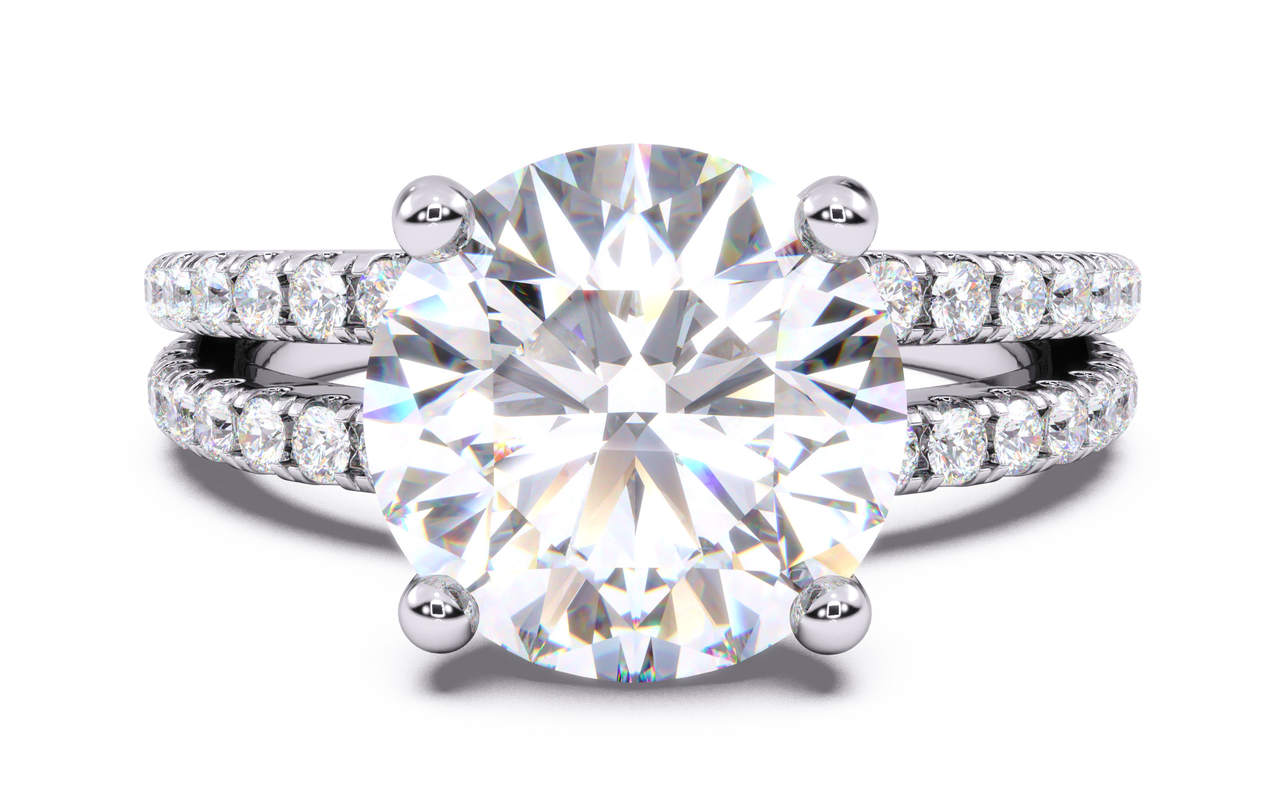 Round Diamond Pave Setting Solitaire Ring  3D print model_14