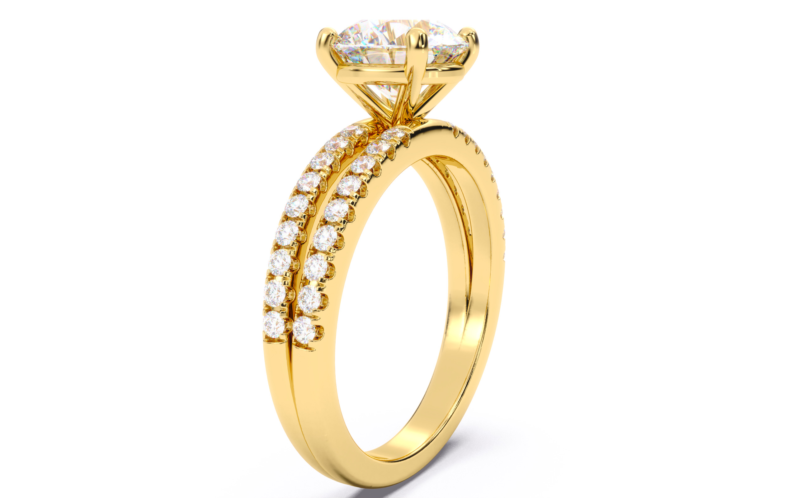 Round Diamond Pave Setting Solitaire Ring  3D print model_20