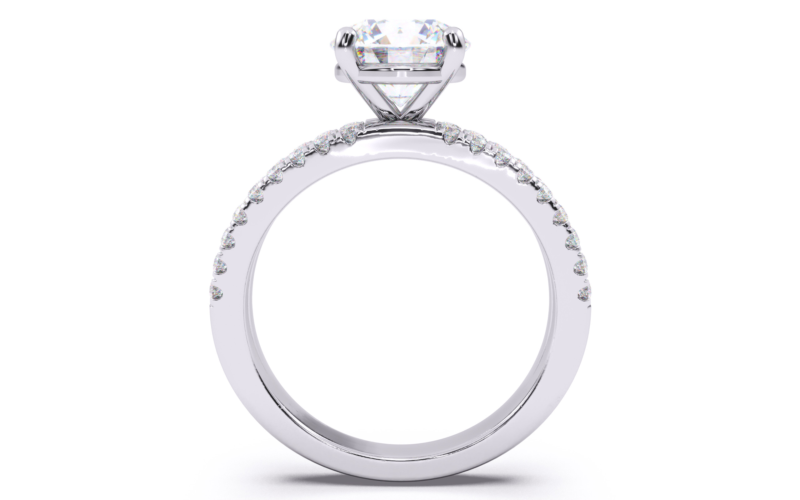 Round Diamond Pave Setting Solitaire Ring  3D print model_8