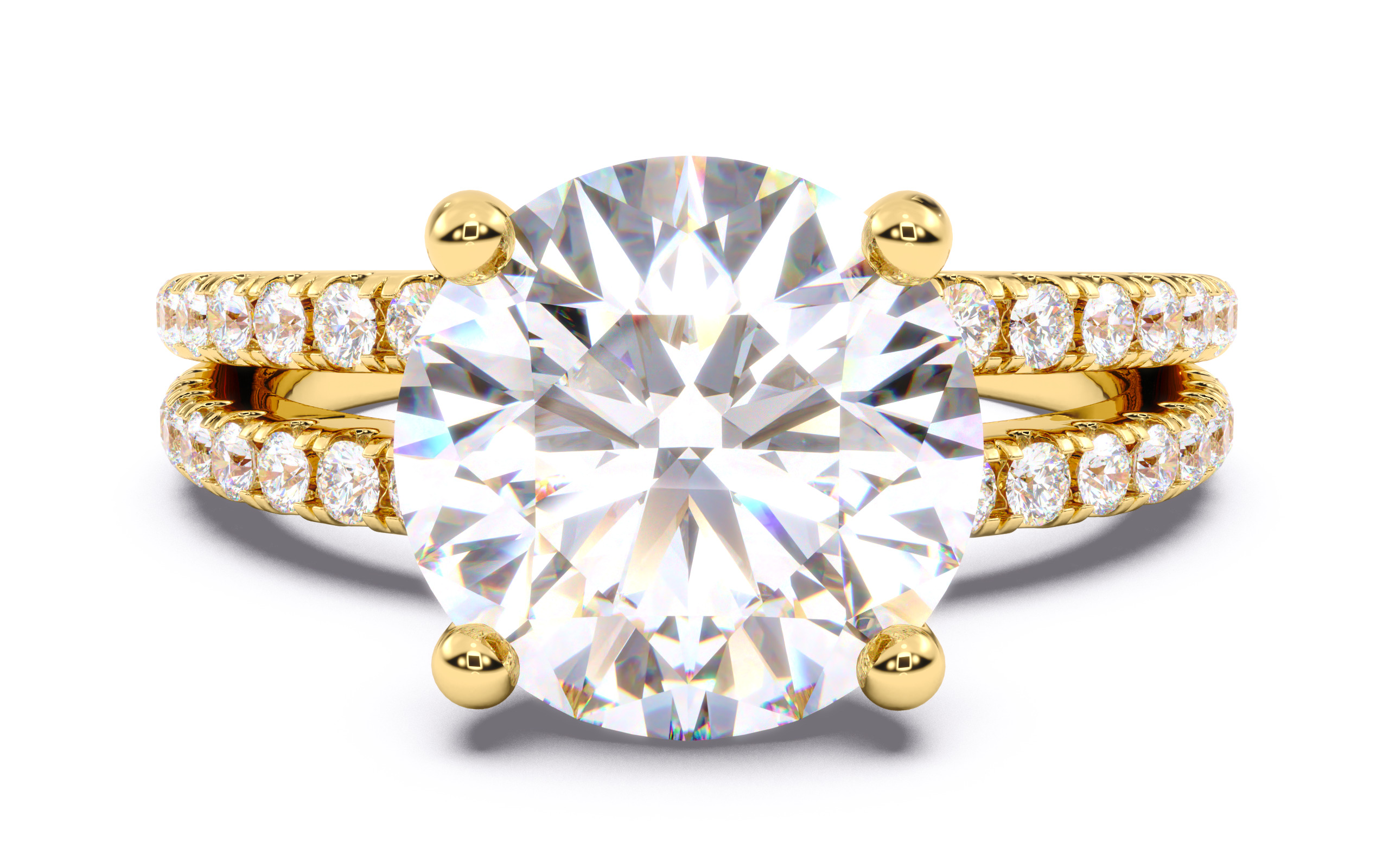 Round Diamond Pave Setting Solitaire Ring  3D print model_12