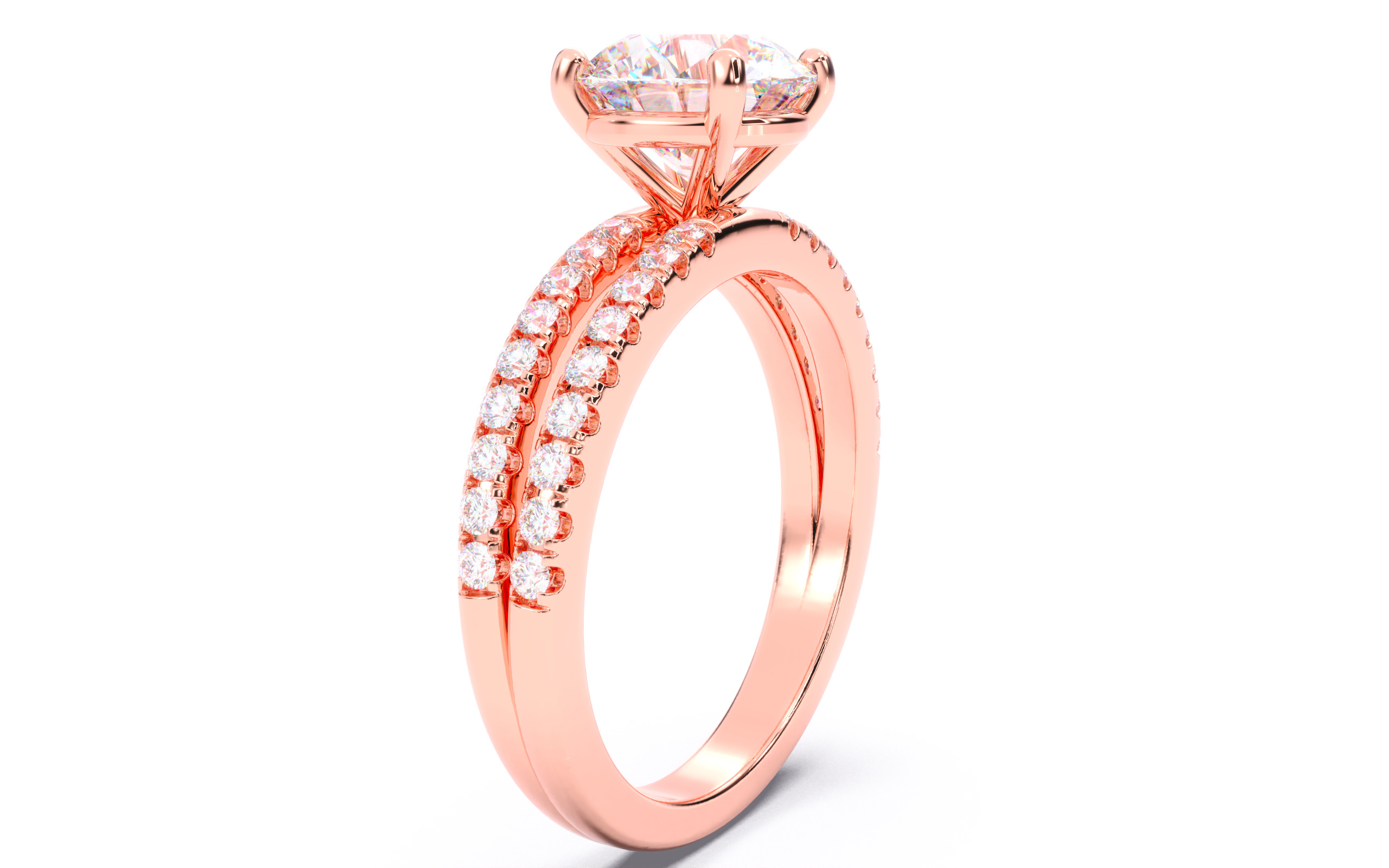 Round Diamond Pave Setting Solitaire Ring  3D print model_17