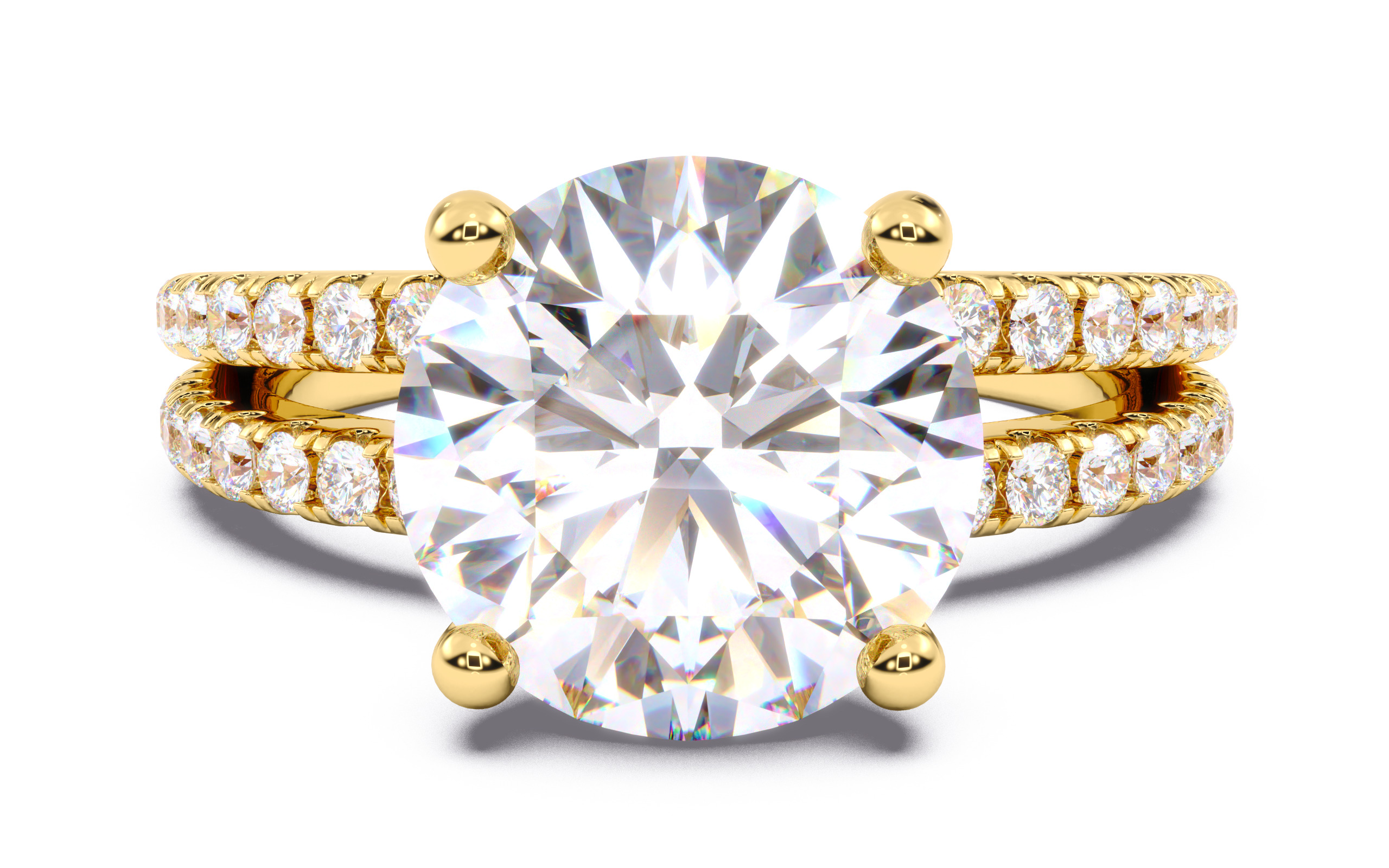 Round Diamond Pave Setting Solitaire Ring  3D print model_11