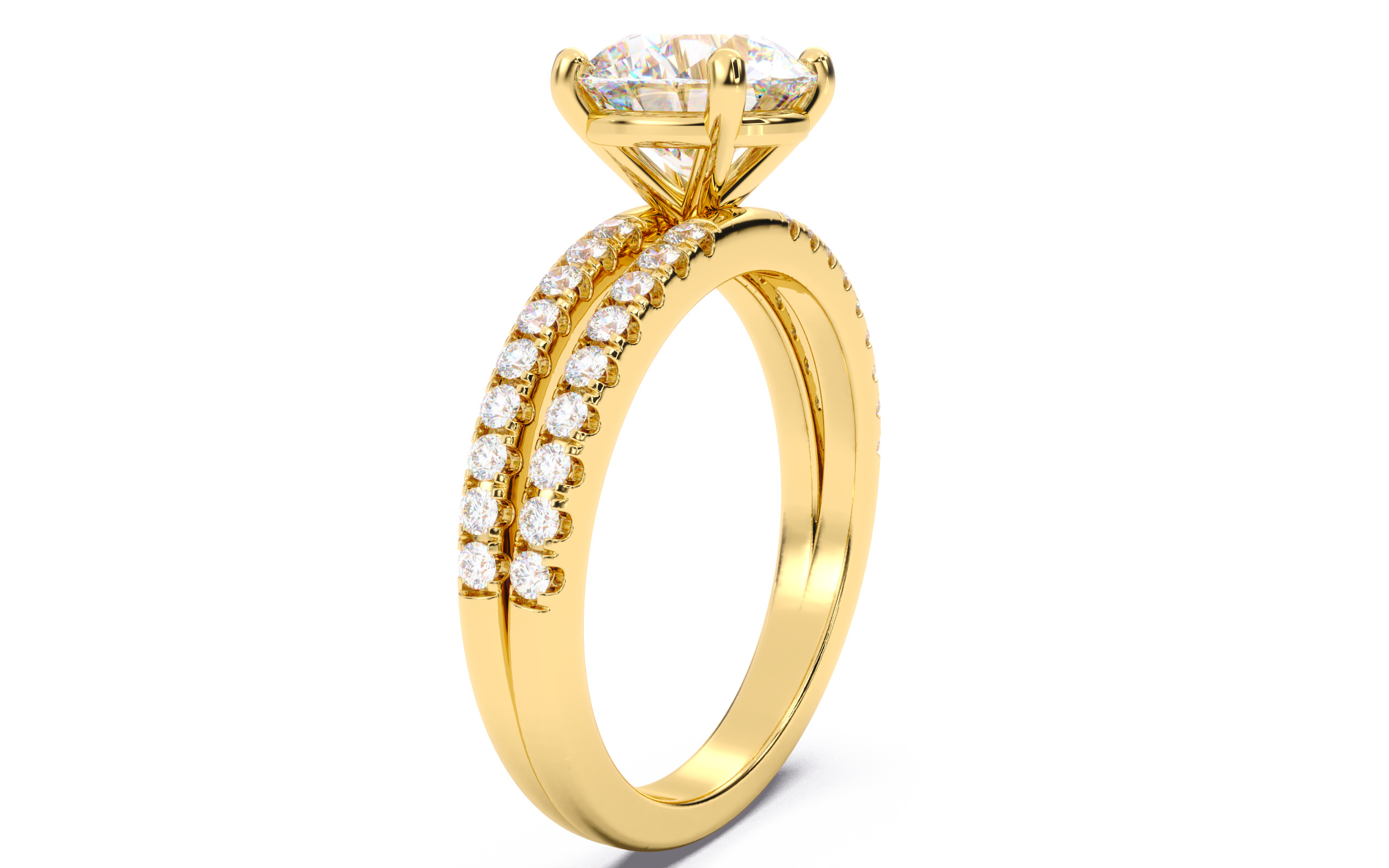 Round Diamond Pave Setting Solitaire Ring  3D print model_19