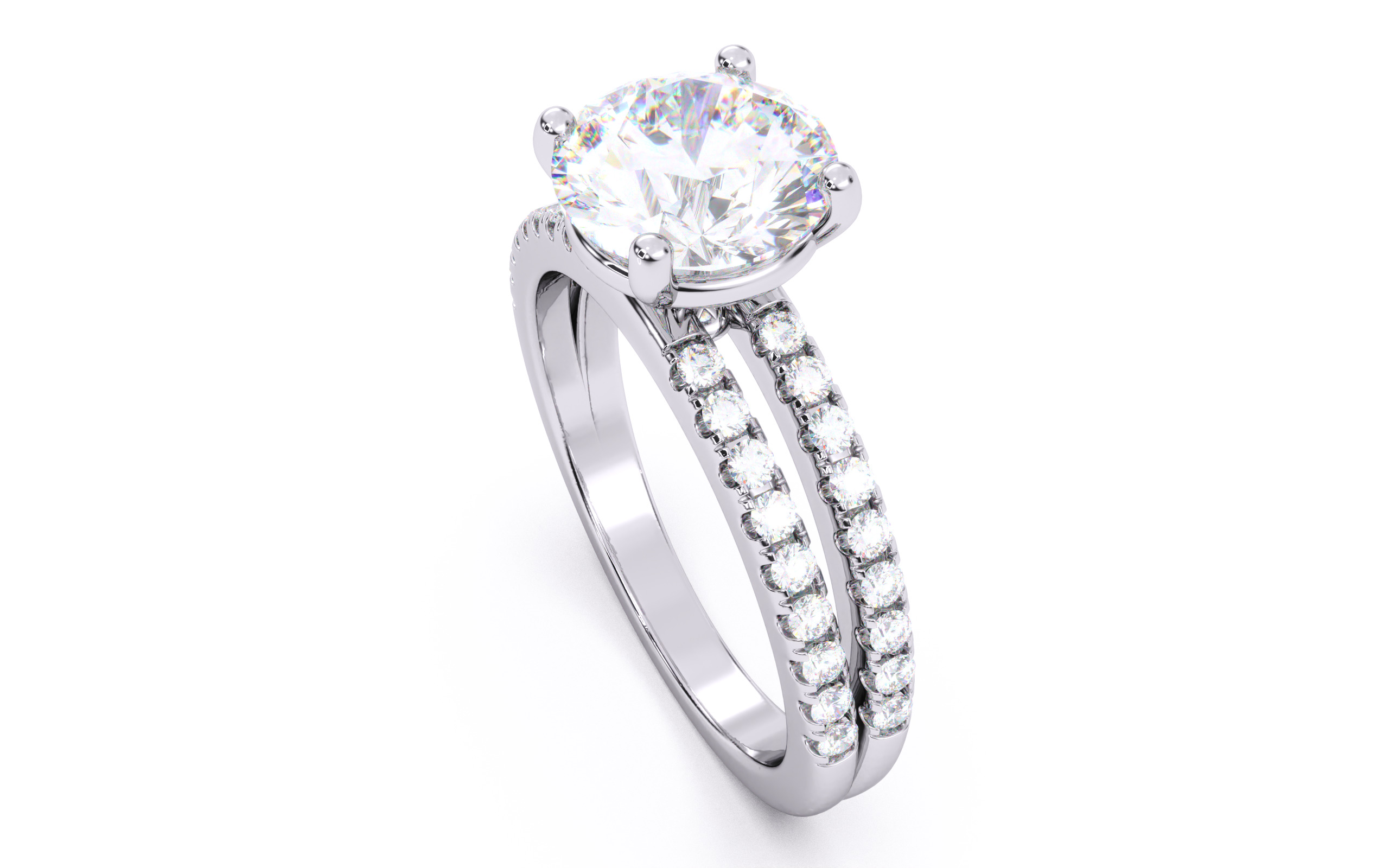 Round Diamond Pave Setting Solitaire Ring  3D print model_24